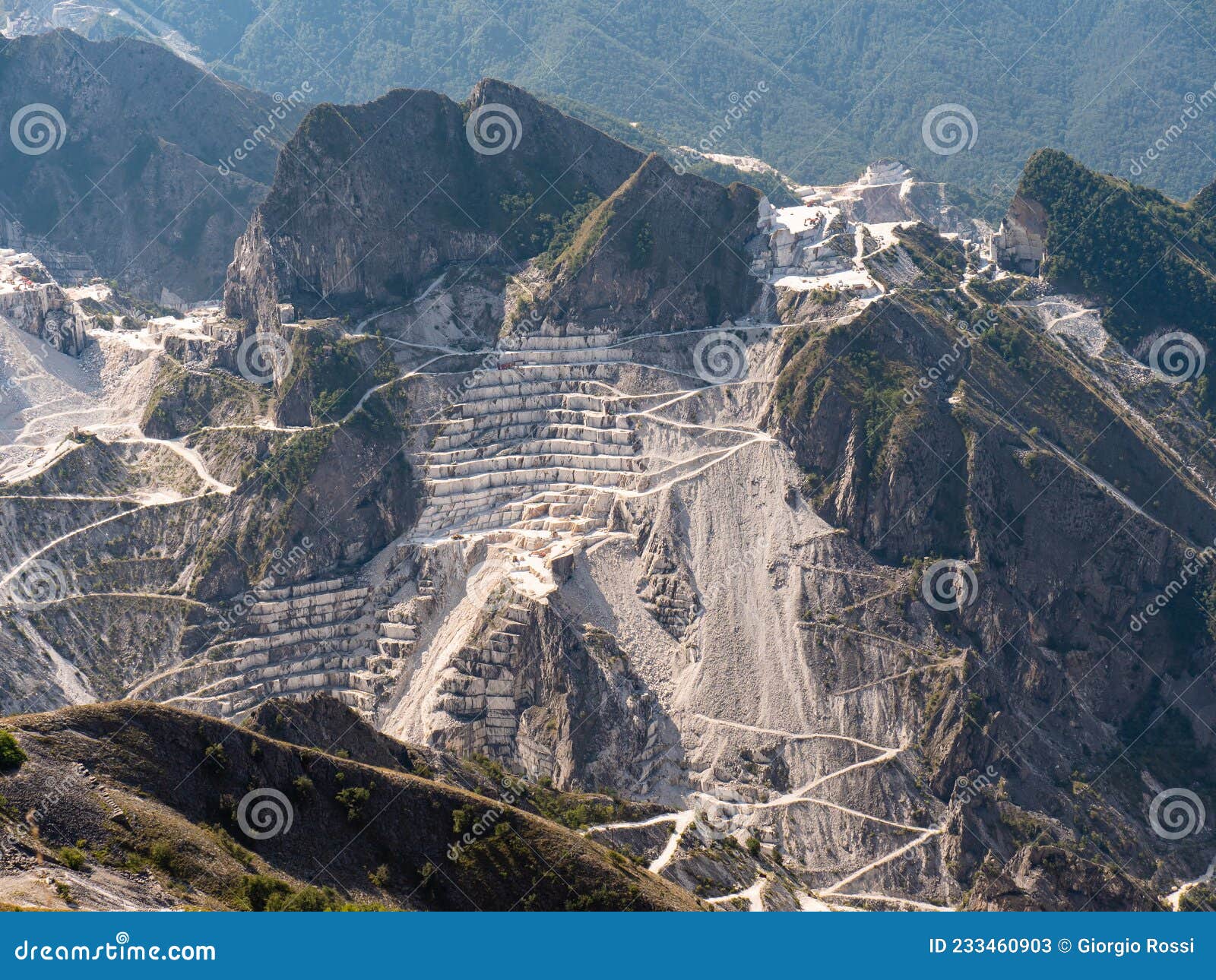 view of the carrara marble quarries in italy