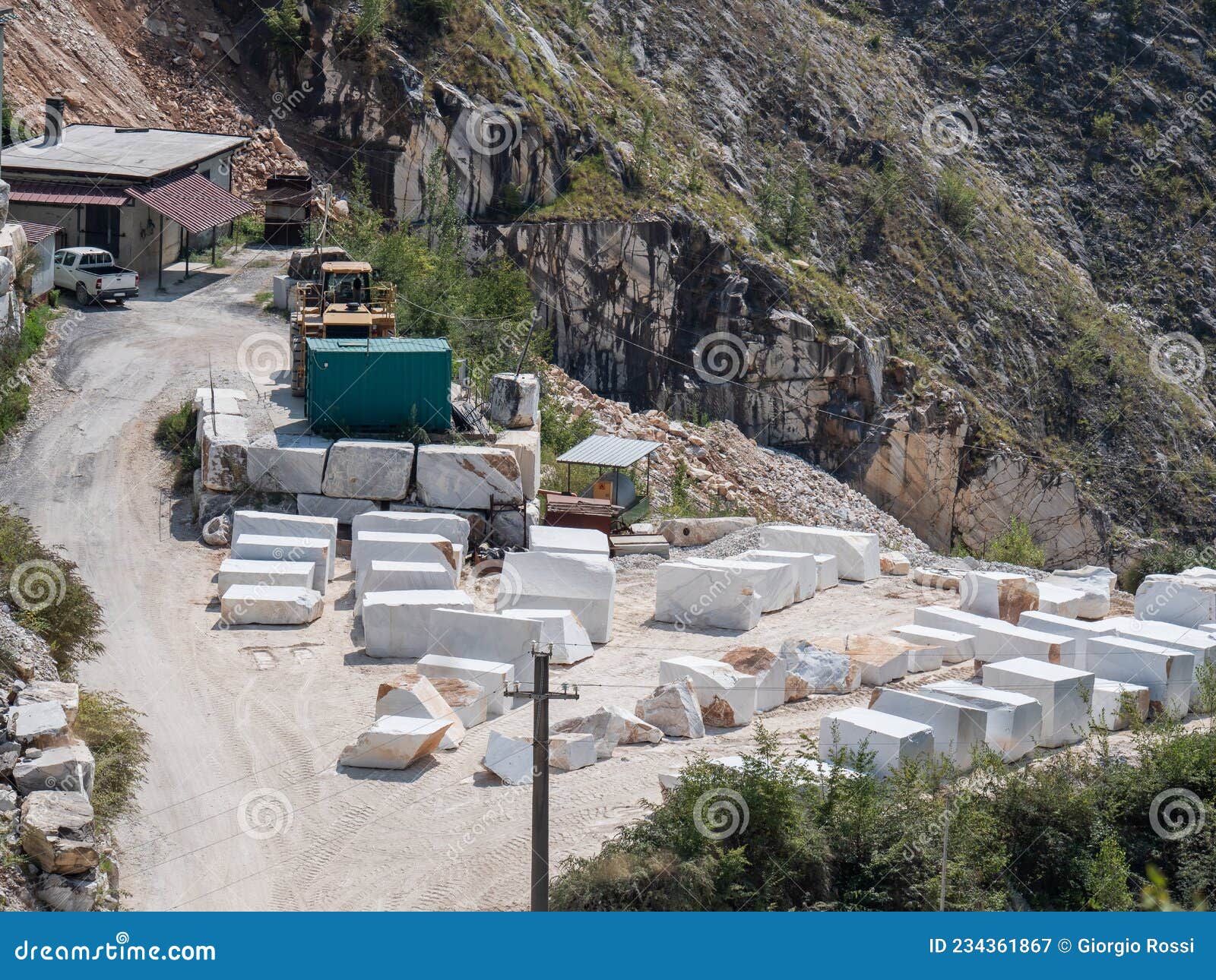 View of the Carrara Marble Quarries with Excavation Equipment Ready for
