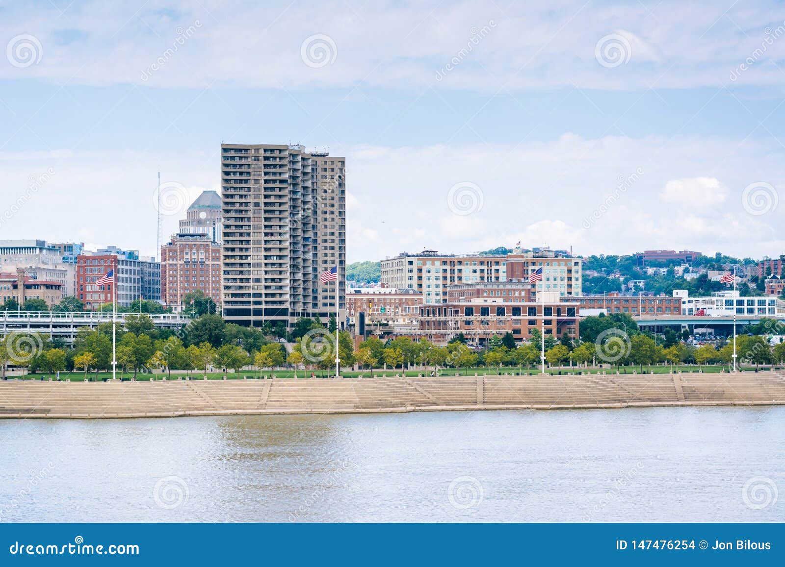 View of Cincinnati and the Ohio River from Newport, Kentucky Editorial