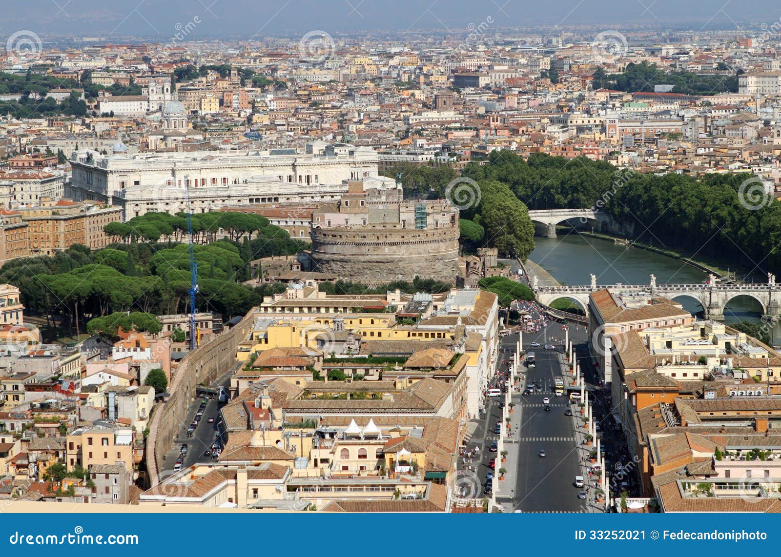 view of the city of rome with castel sant angelo
