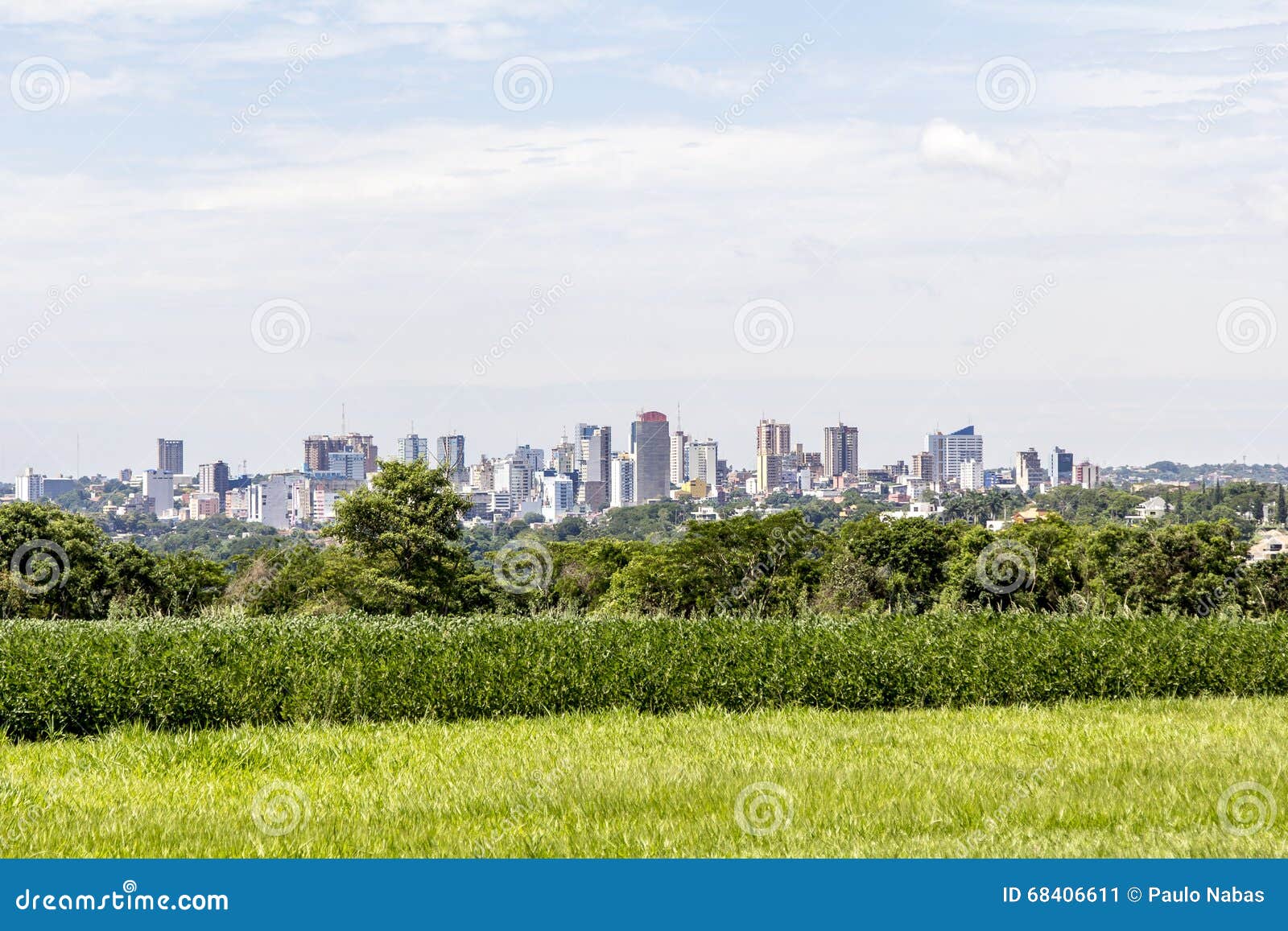 view of ciudad del este (paraguay) from foz do iguacu, brazil.