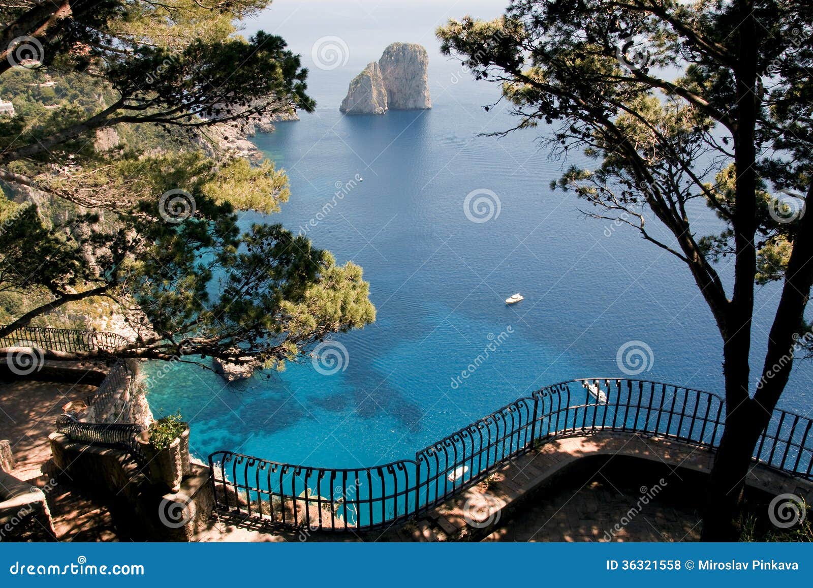 view from the cliff on the island of capri, italy stock