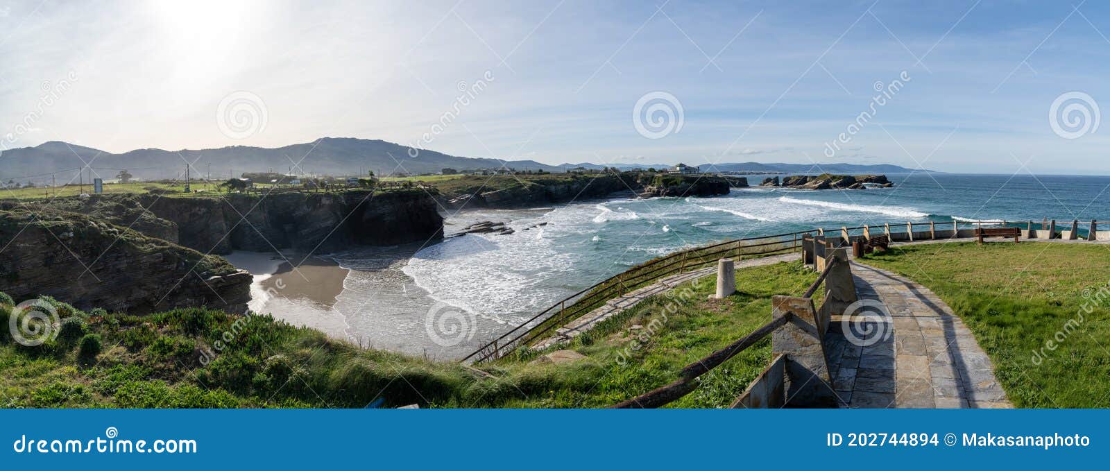 view of the coast and beaches near playa de catedrales in galicia