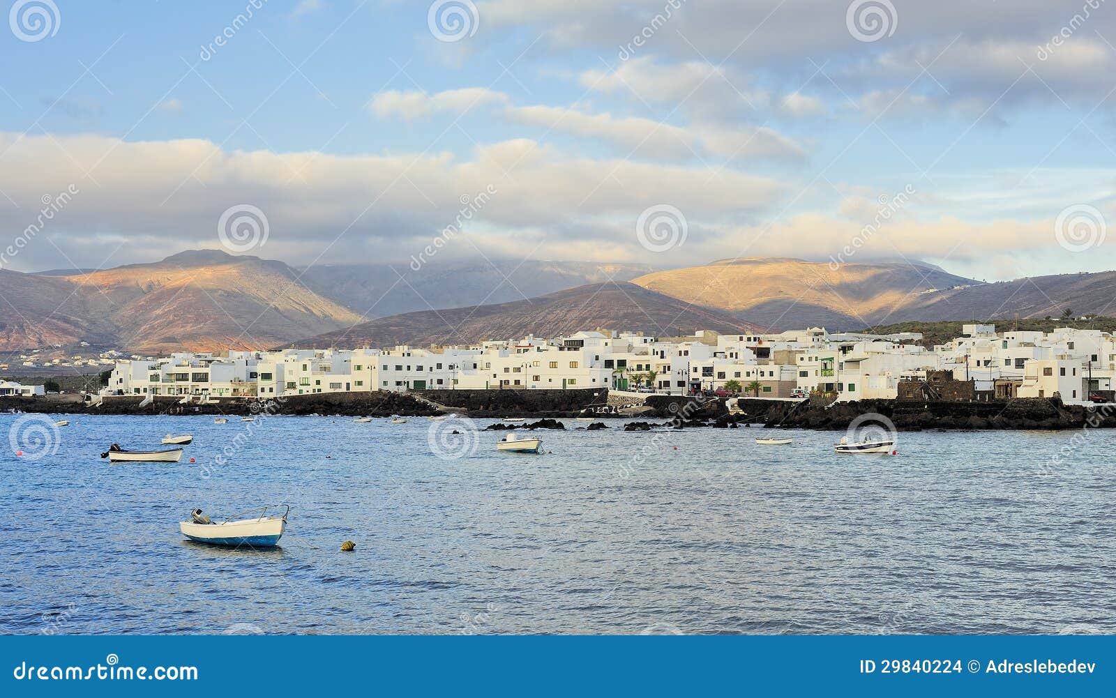 white hiuses of arrieta town, lanzarote island, canary islands,