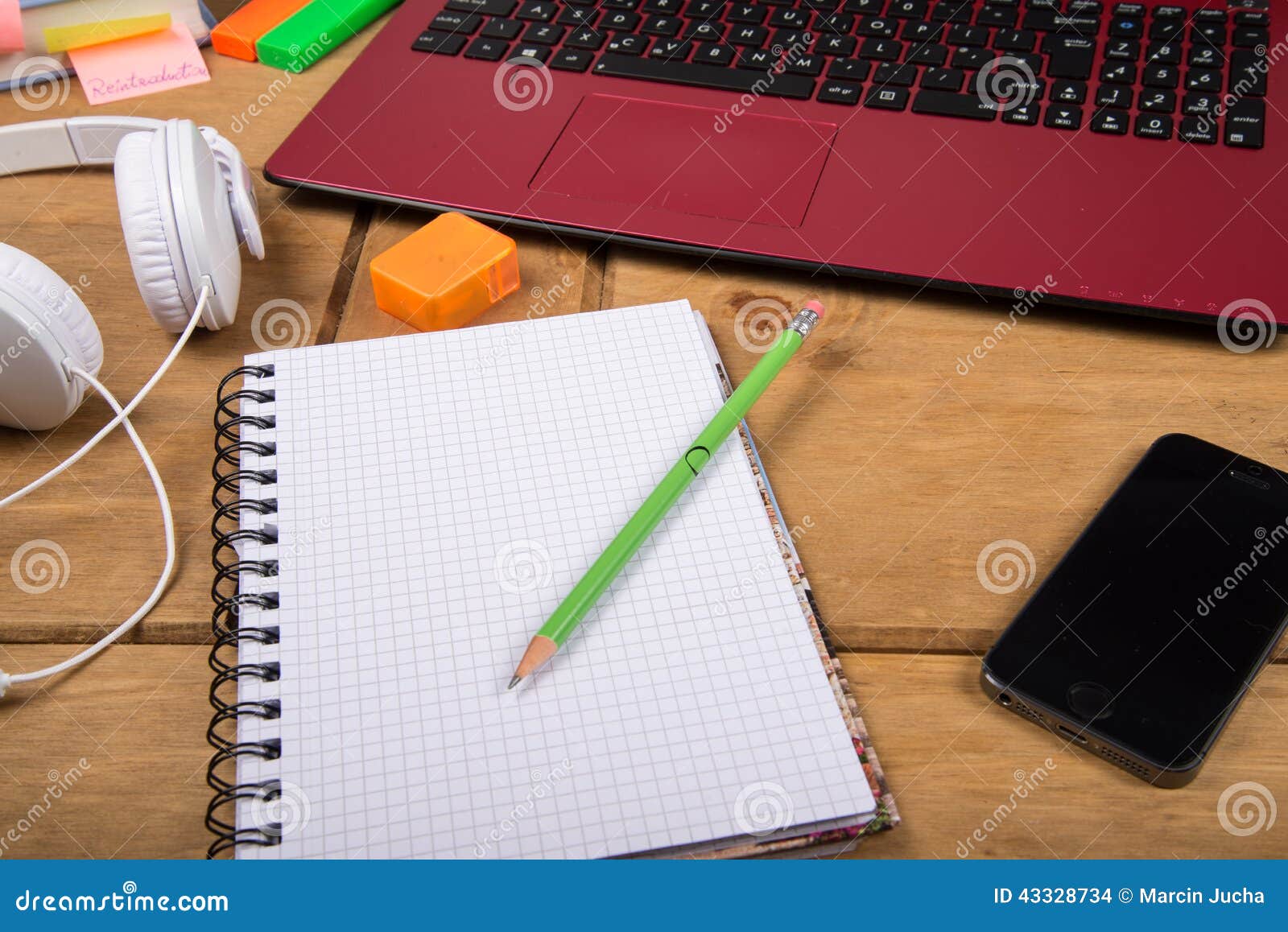 View On College Student Desk Top Workspace Stock Photo Image Of