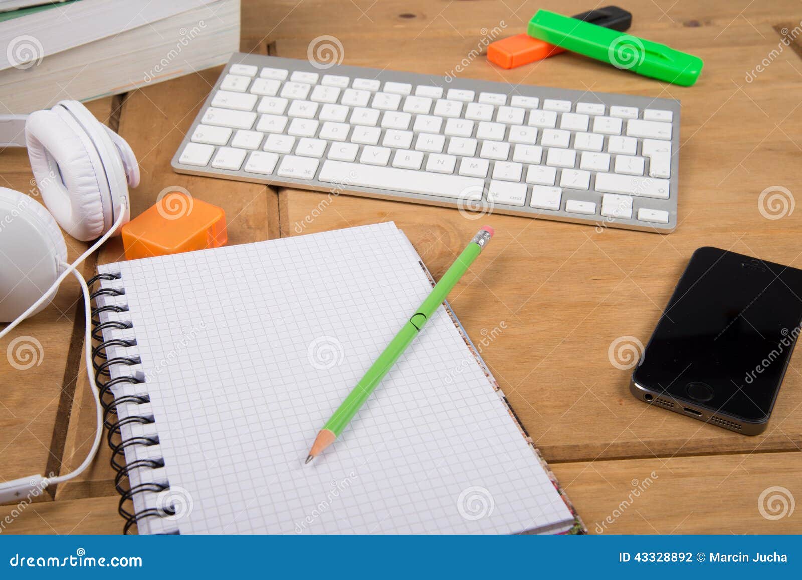View On College Student Desk Top Workspace Stock Photo Image Of