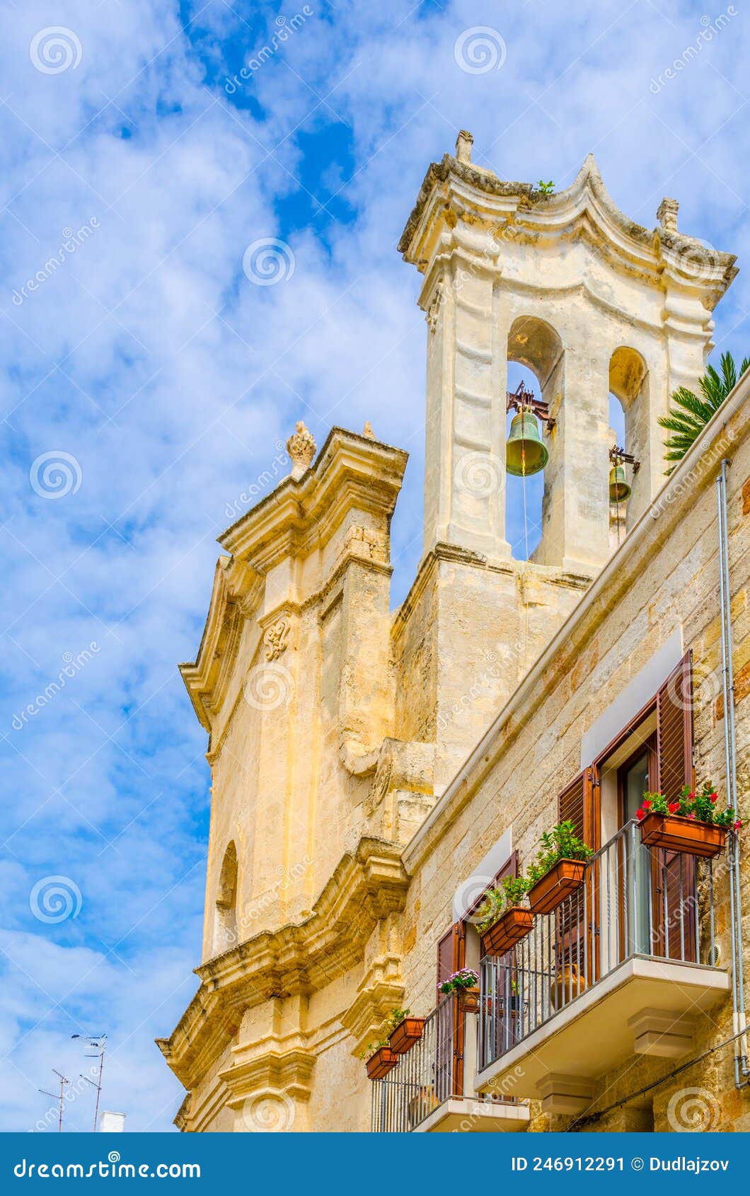 view of a colourful facade of house in polignano a mare in italy....image