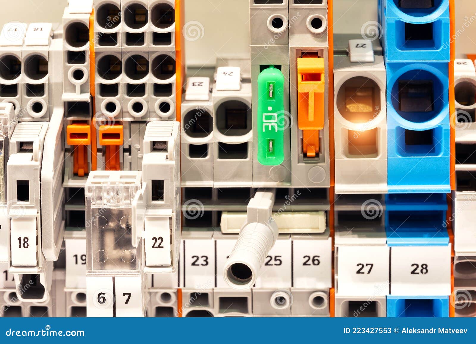 view of communication port module on plc unit in control box of automation machine