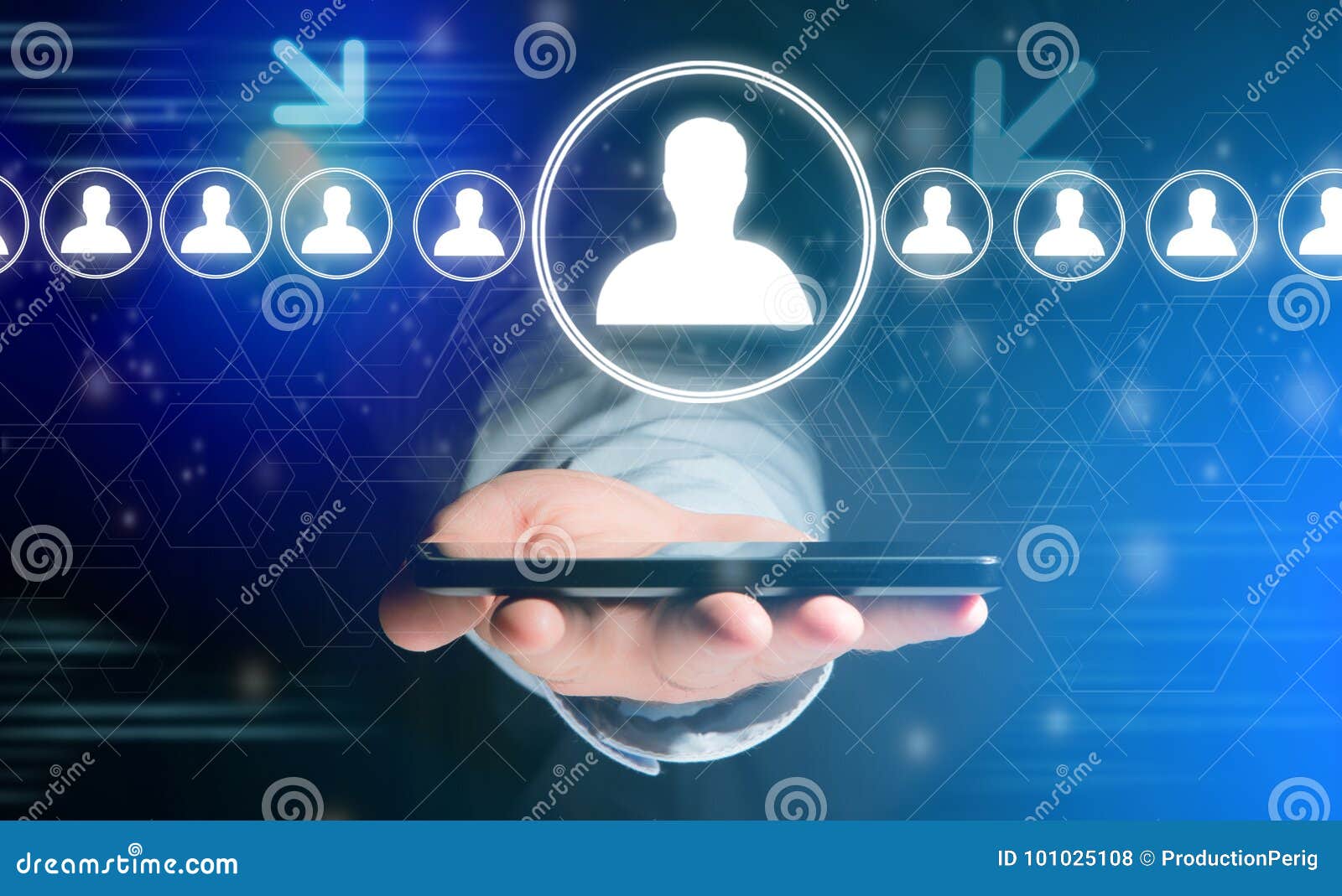 Concept of Professional Contact Relationship with Icon Around Stock