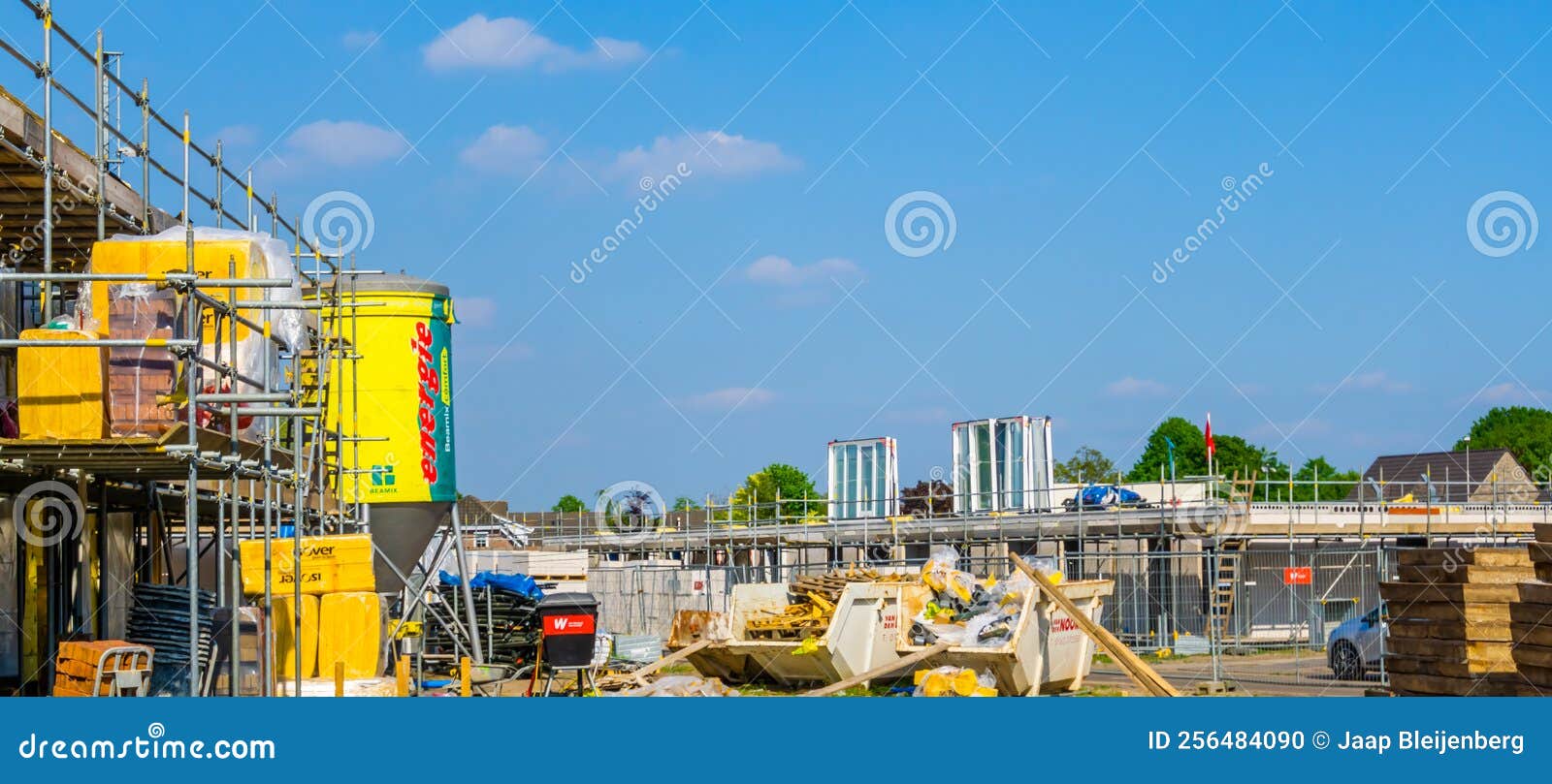 View on Construction Site with Build Materials and Equipment