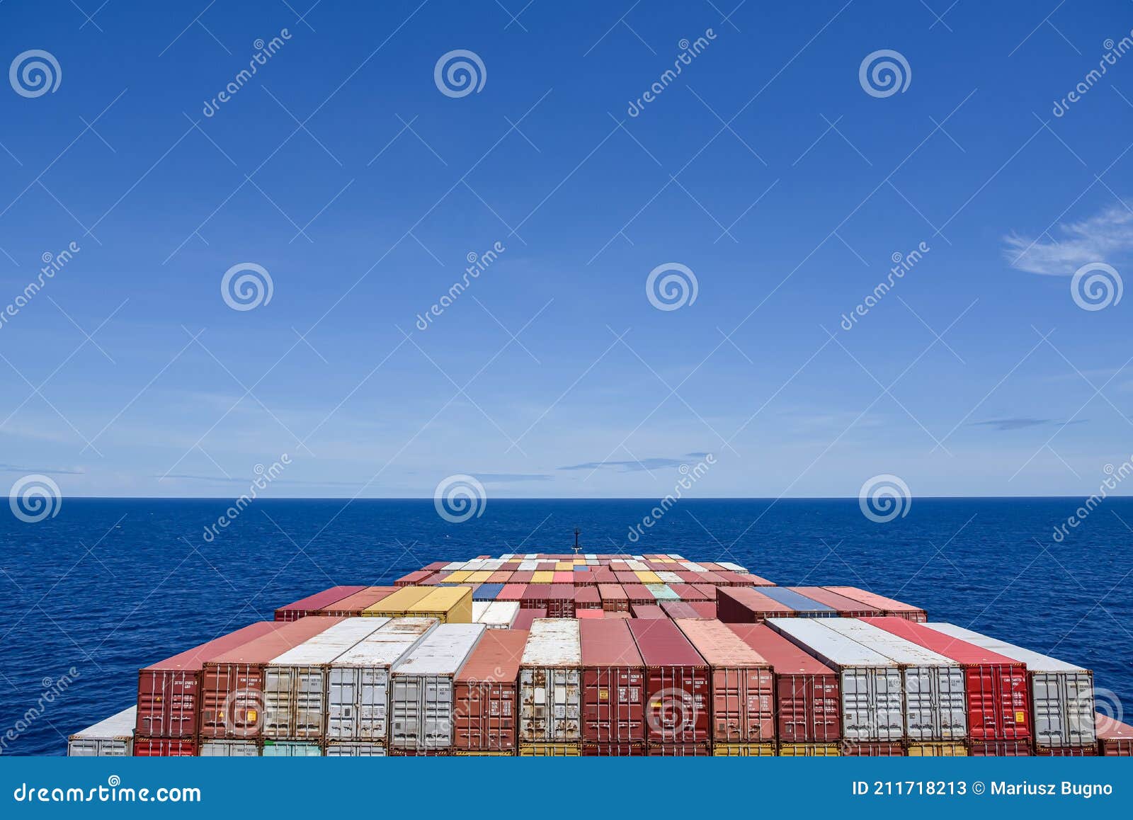 Container Ship Sailing through Calm Blue Ocean. Stock Image Image of industrial, import 211718213