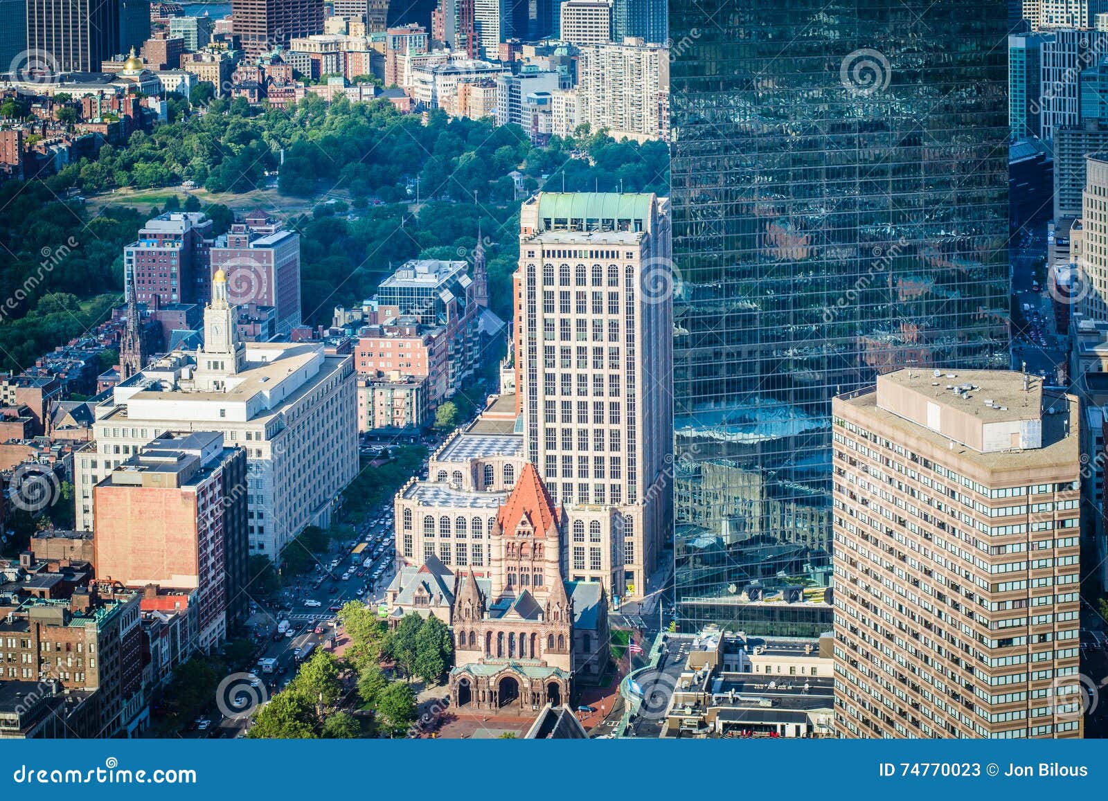 View of Copley Square, in Back Bay, Boston, Massachusetts. Stock Image