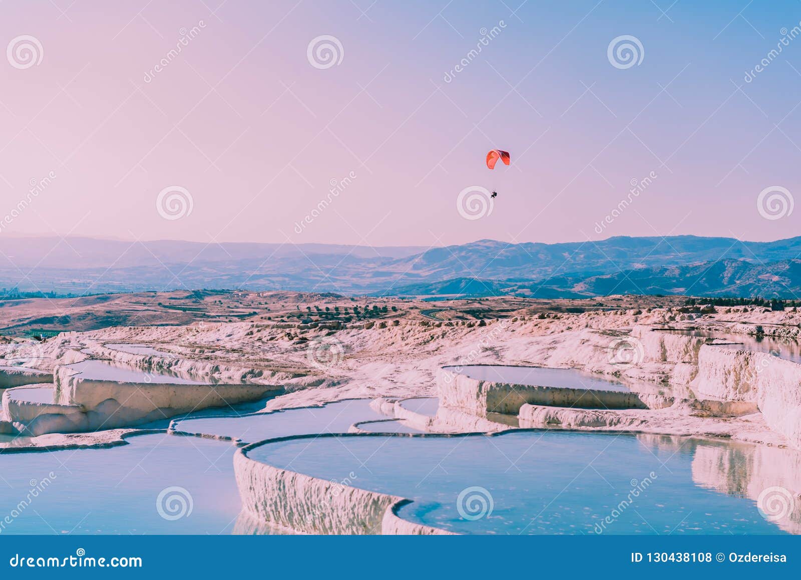 view of cotton castle in pamukkale, turkey.