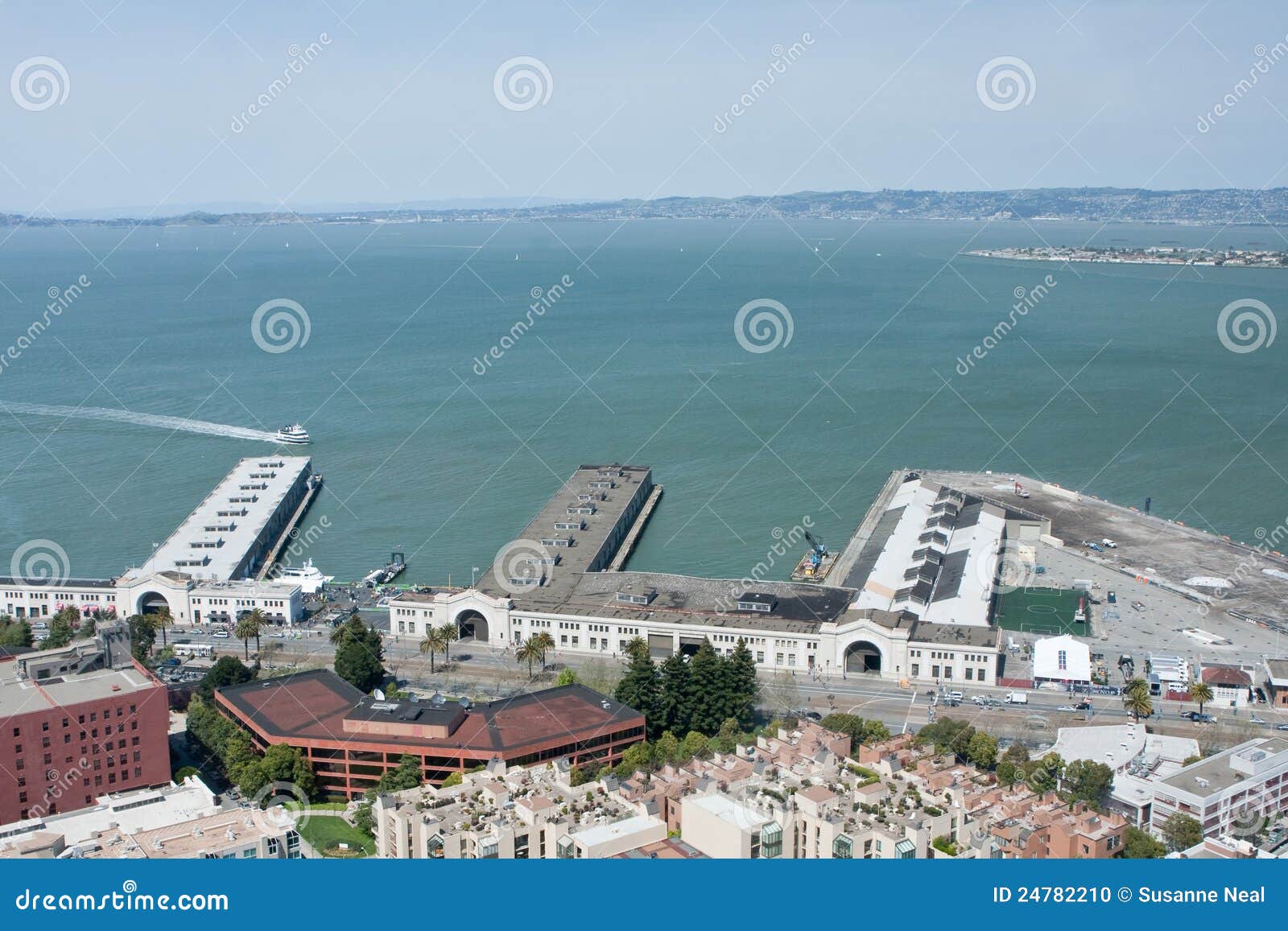 view of cruise ship piers in san francisco bay