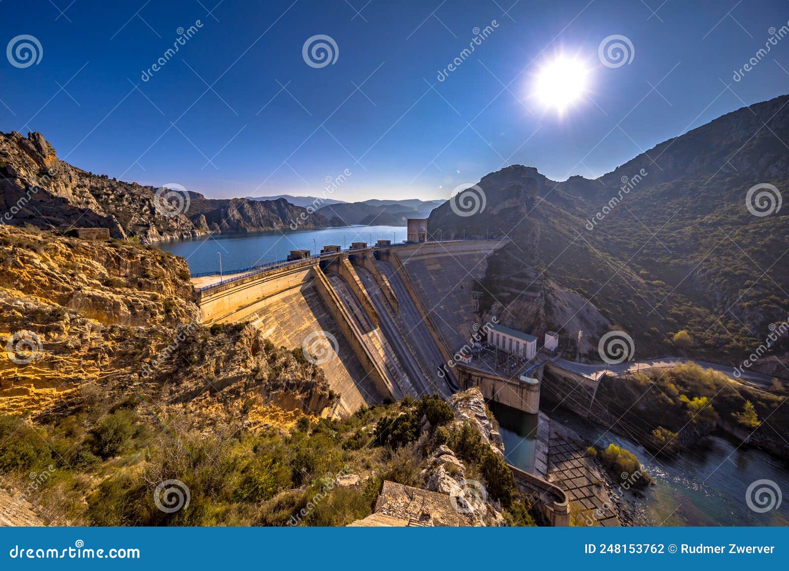 view of dam at embalse de santa ana