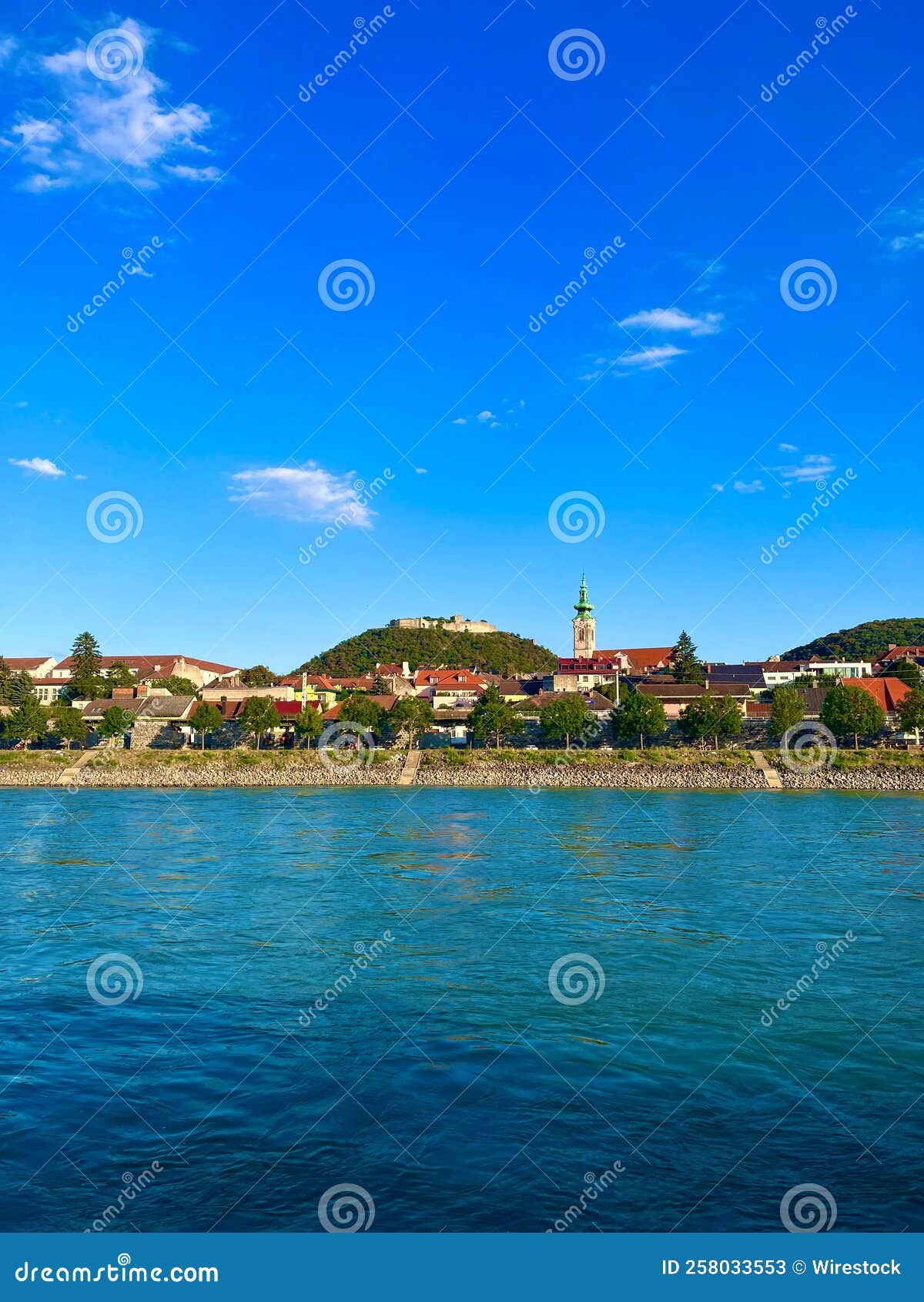 View of the Danube River and the City in the Background. Stock Image