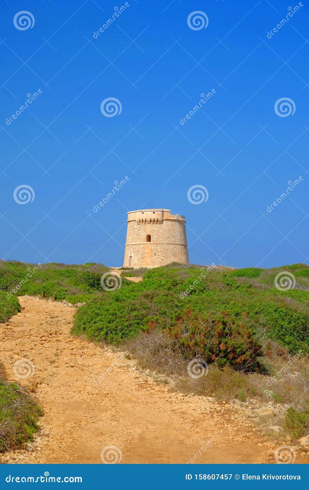 view on the defense tower alcaufar on menorca