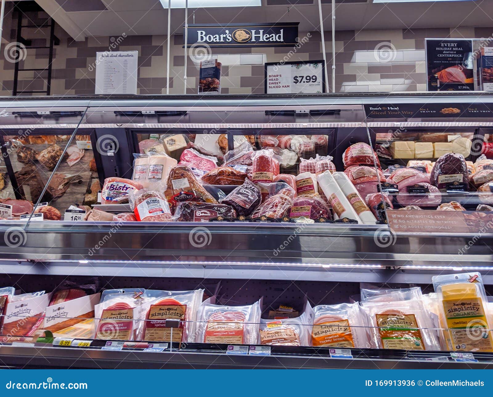 View of a Deli Meat Display Inside a QFC Grocery Store, Featuring Boar