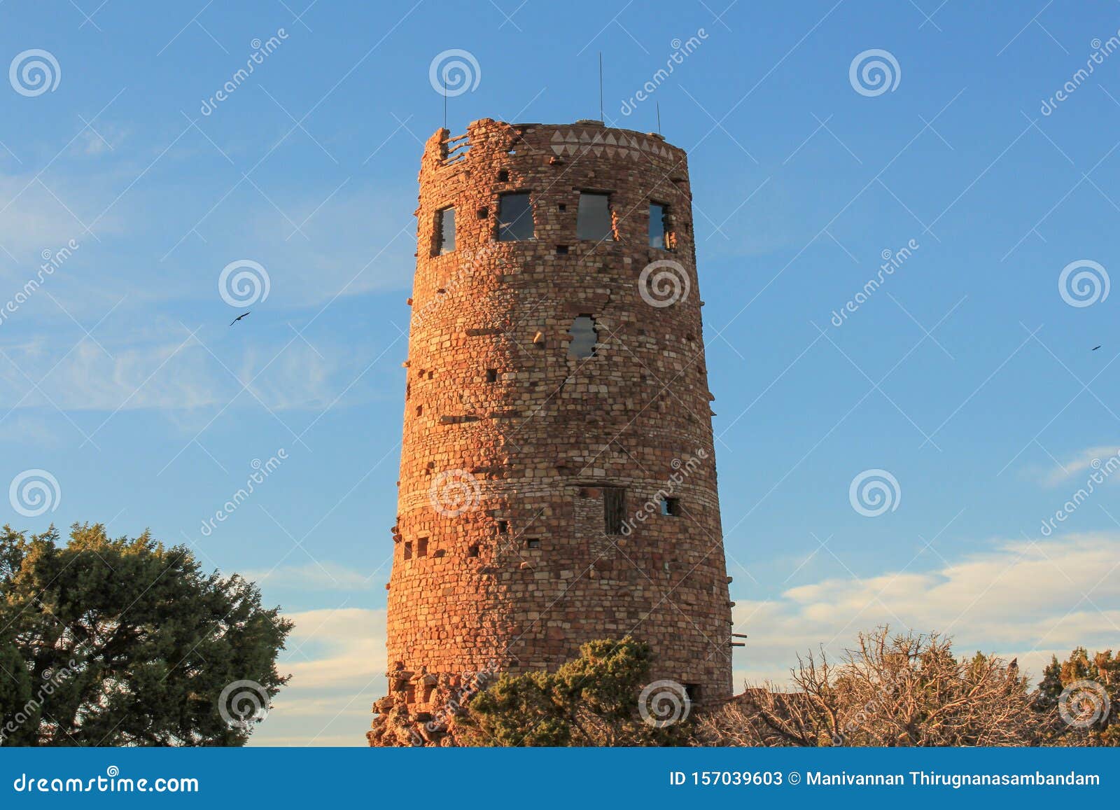 view of desert view watchtower located on south rim of grand canyon national park, arizona