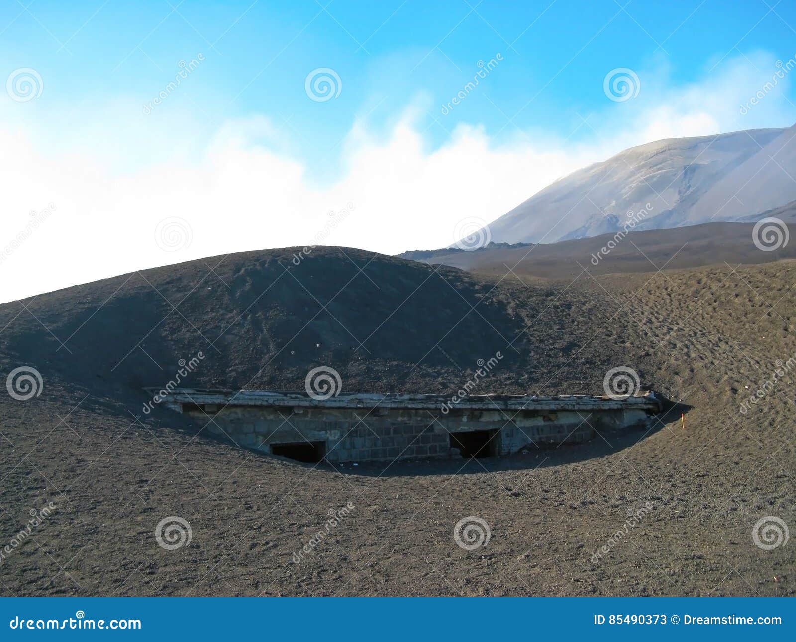 View of Destroyed House at Volcano Crater, Etna Stock Image Image of