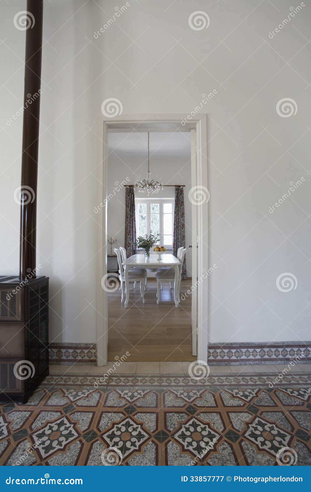 View of Dining Room from Doorway Stock Image - Image of residence