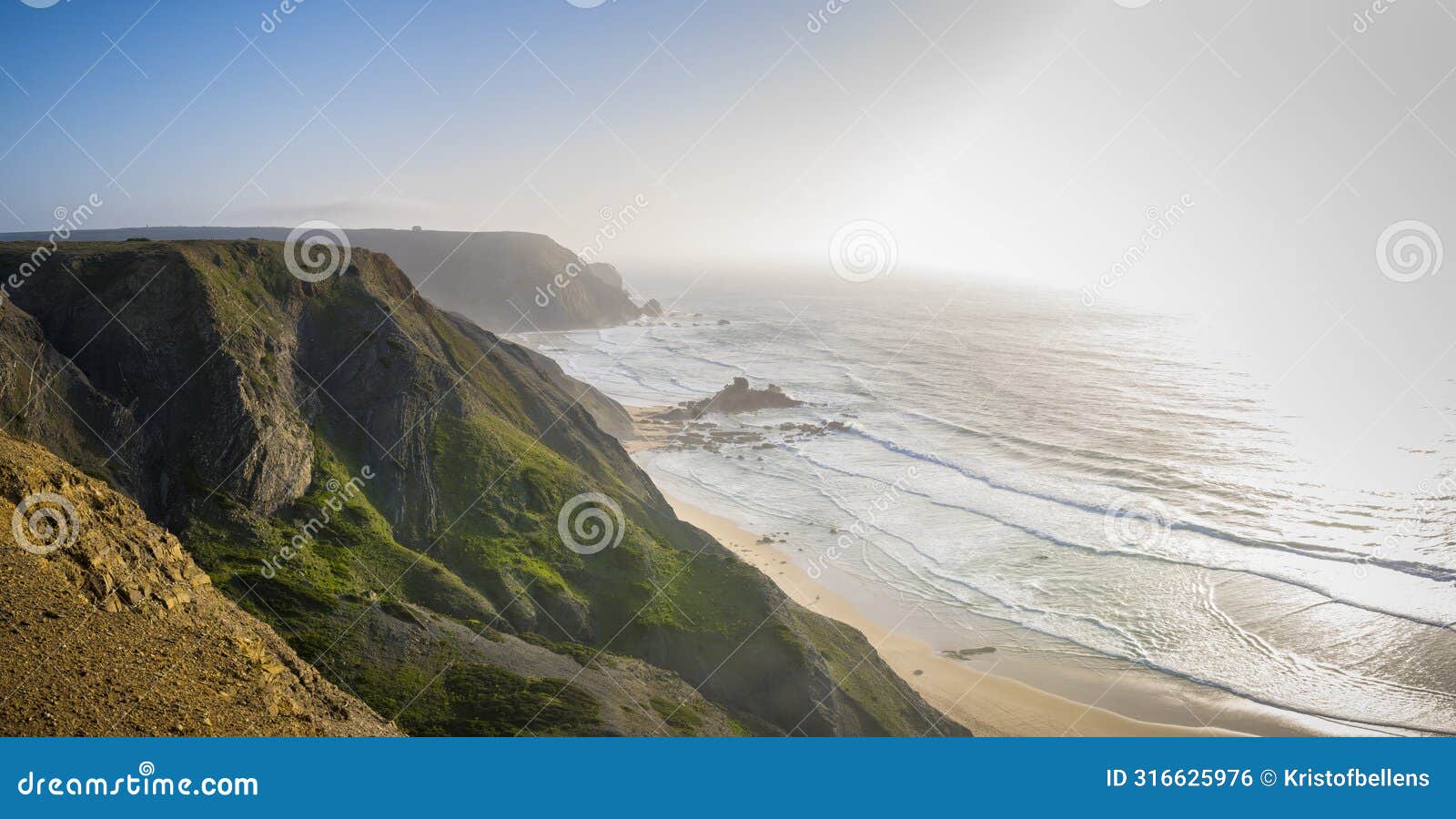 view of the dramatic coastline of bordeira near carrapateira on the costa vicentina in the algarve in portugal