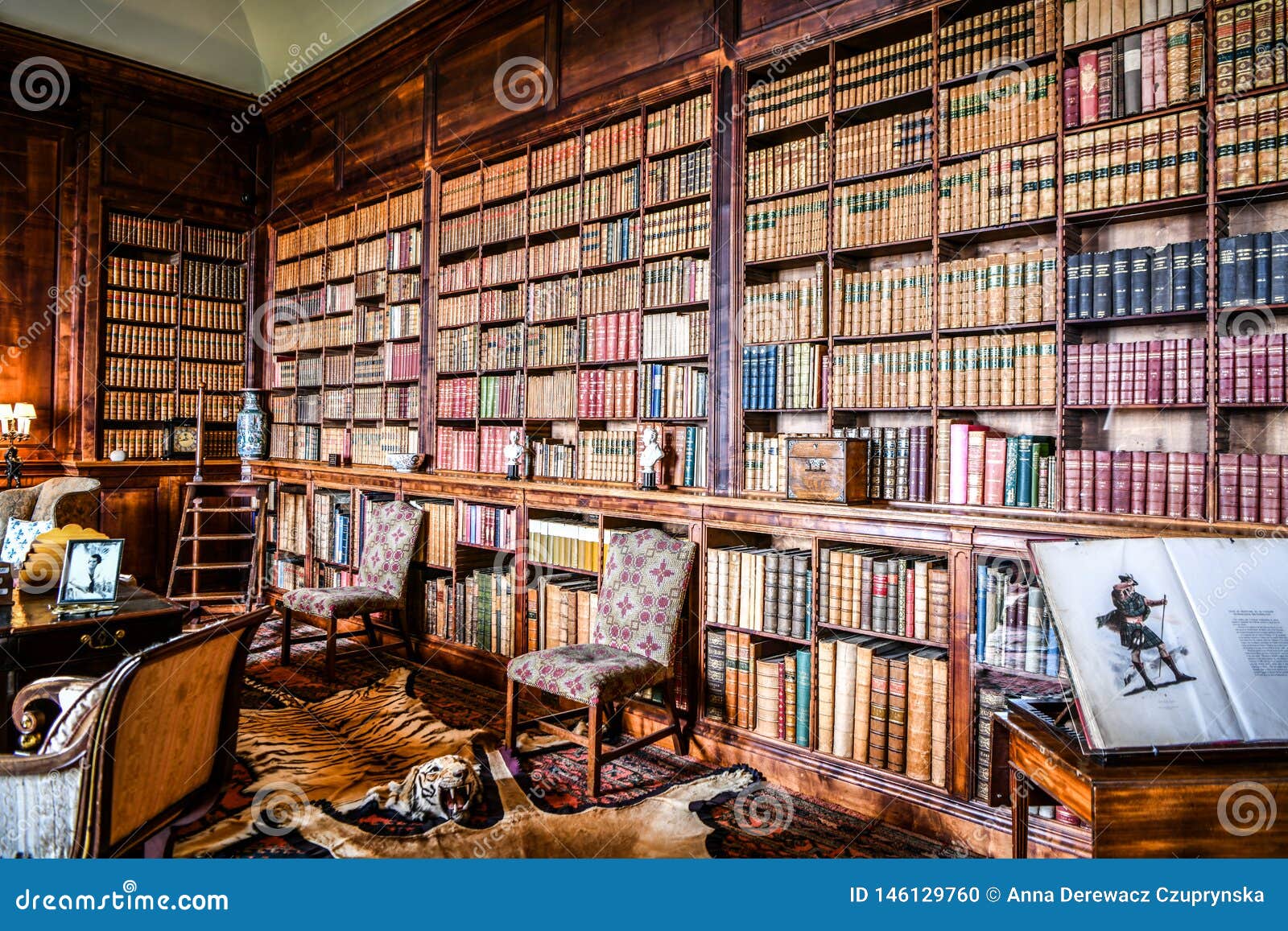 View Of Dunrobin Castle Inside Library Scotland Uk Editorial