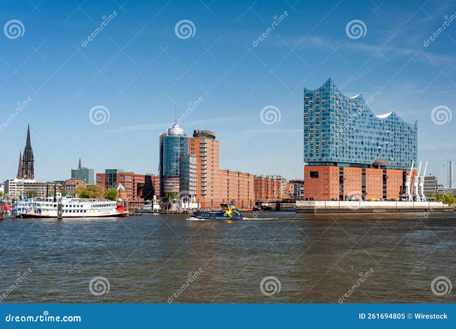 View at Elbphilharmonie Building from Southern Banks of Elbe River ...