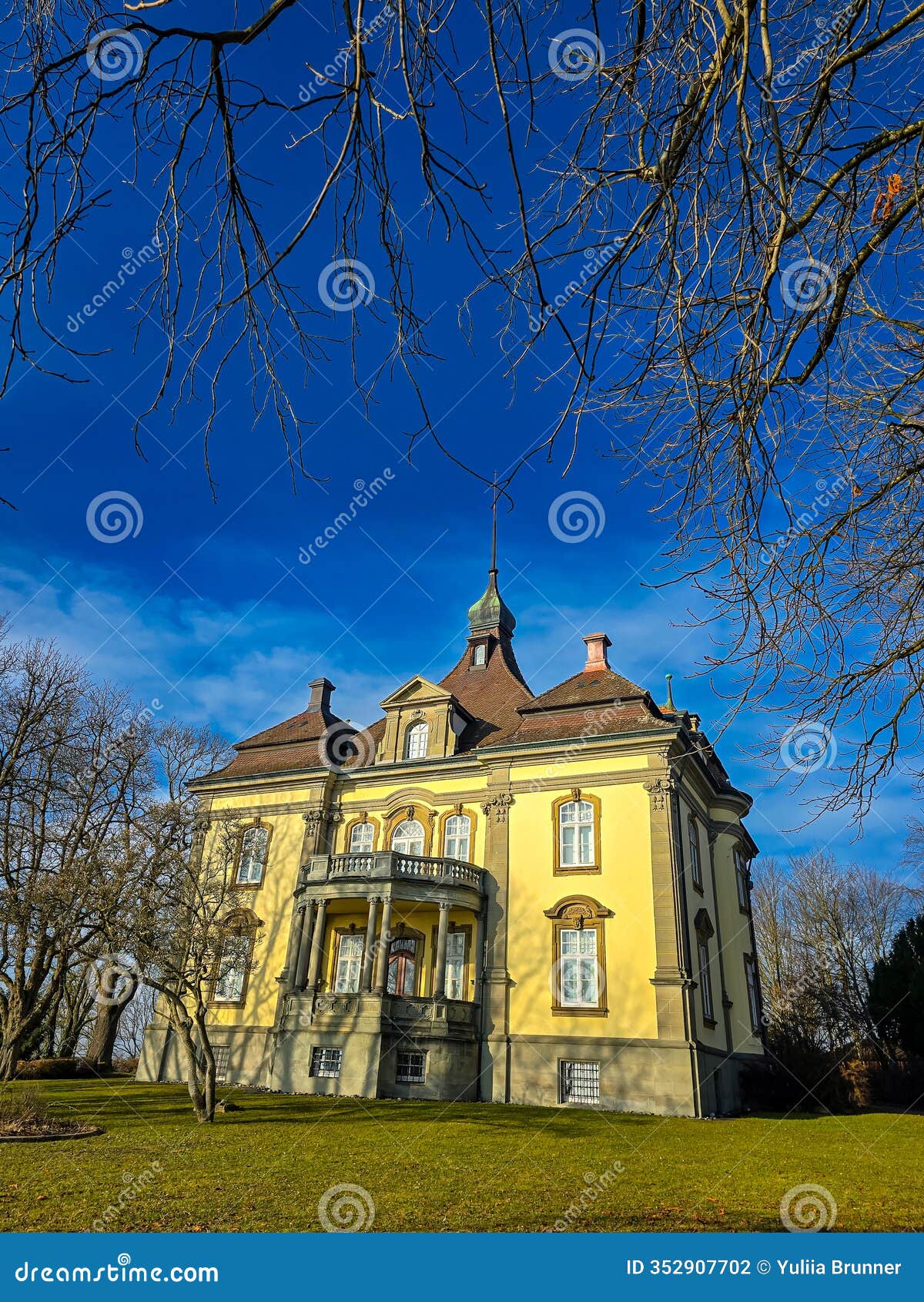 view of the elegant neo-baroque rauenstein castle in sunny day. uberlingen, germany