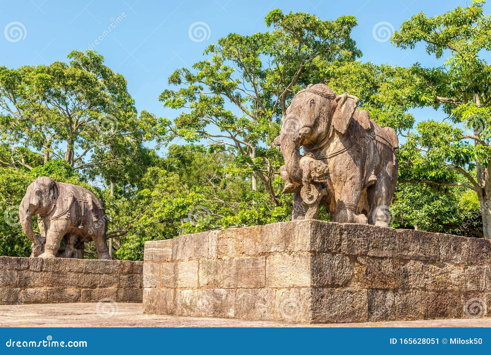 View at the Elephant Statues in Konark Sun Temple Complex Odisha