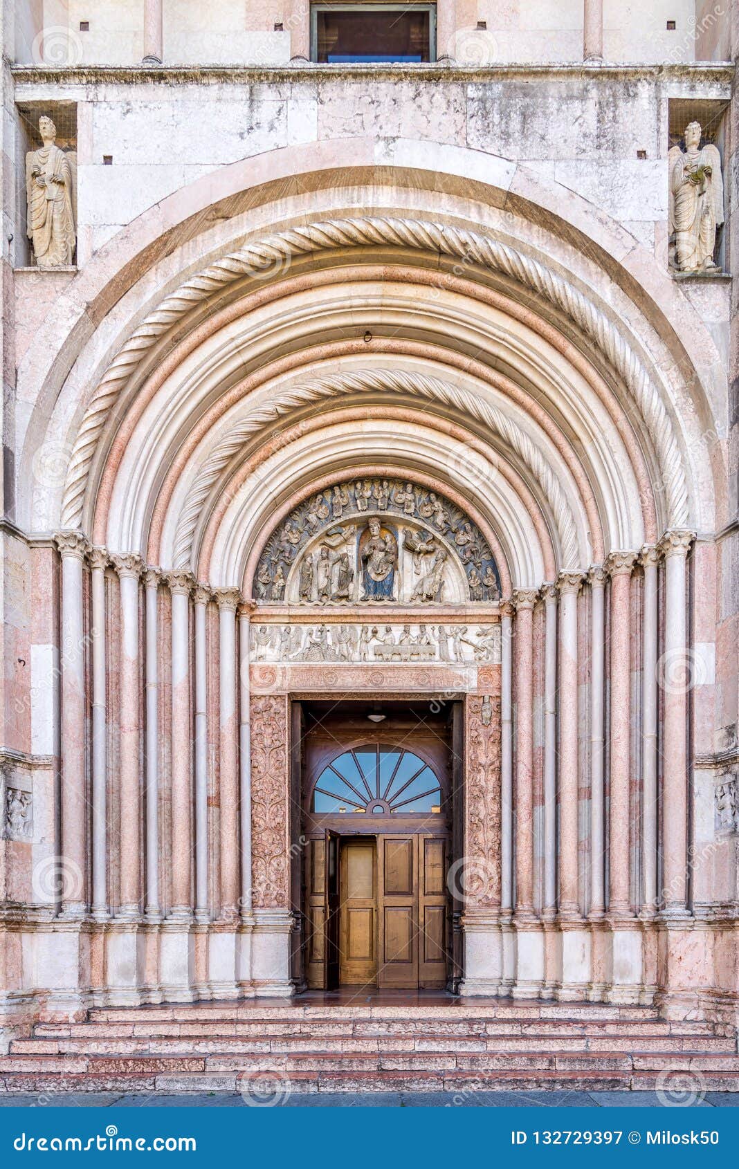 View At The Entrance To Baptistery Of Parma In Italy Stock Image