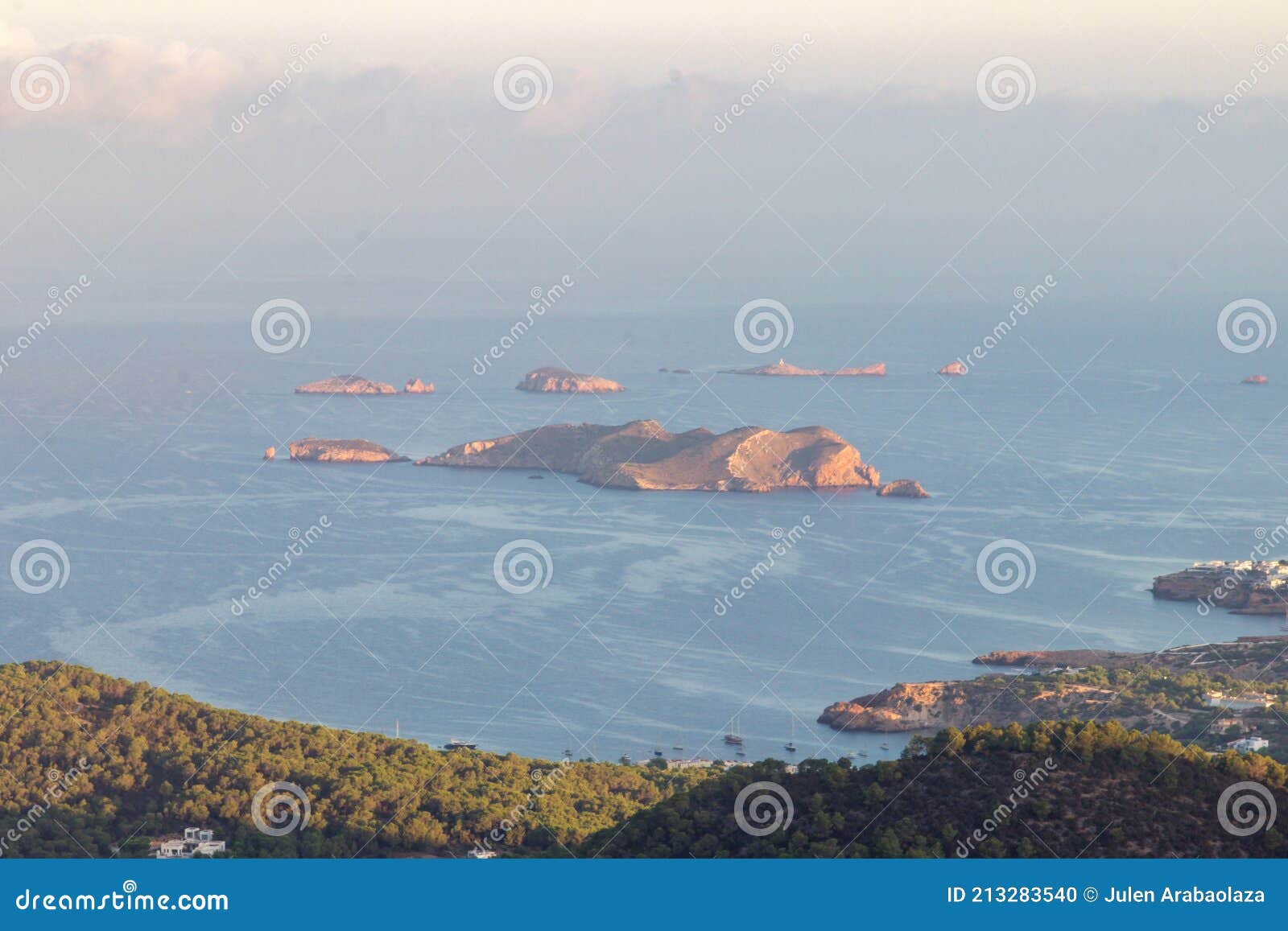 view of es vedra from sa talaia mountain in ibiza spain