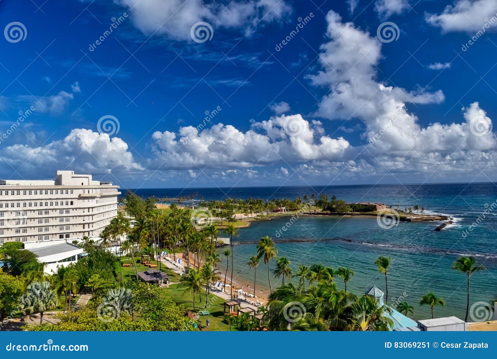 view of beach from caribe hilton