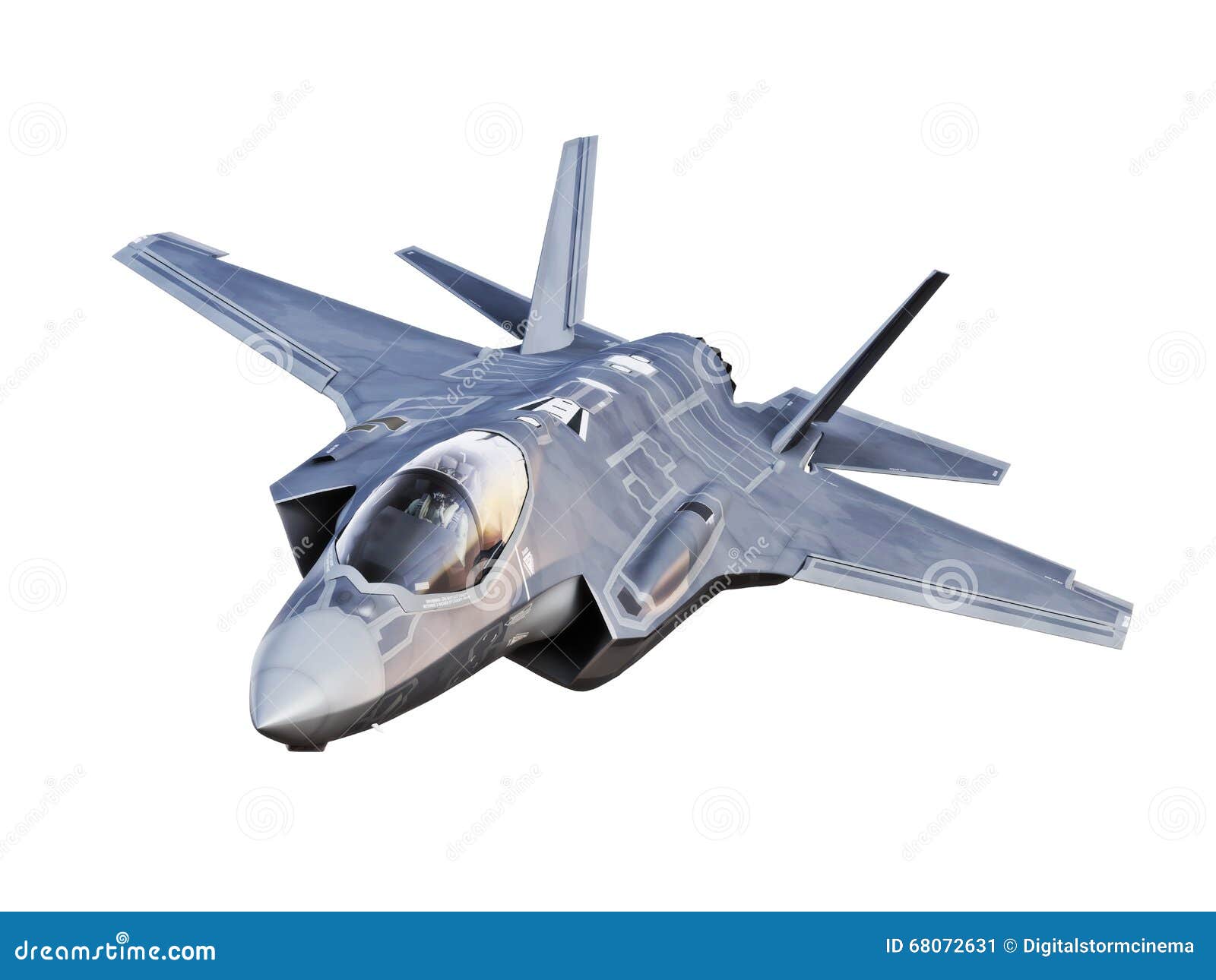 view of a f35 jet aircraft  on a white background.