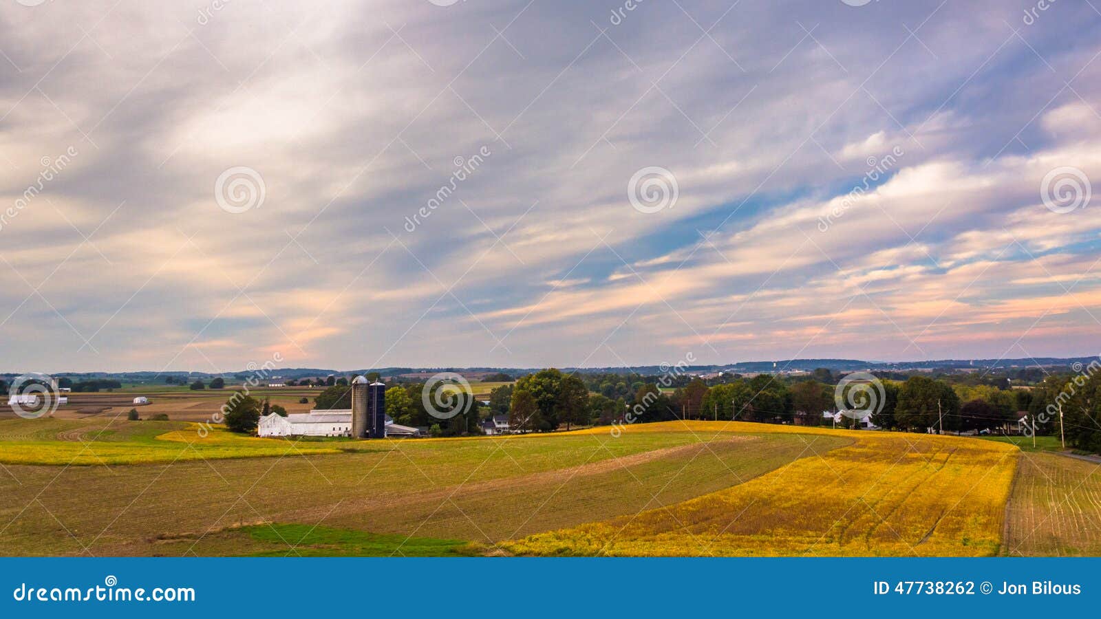 View of Farm Fields in Rural Lancaster County, Pennsylvania. Stock
