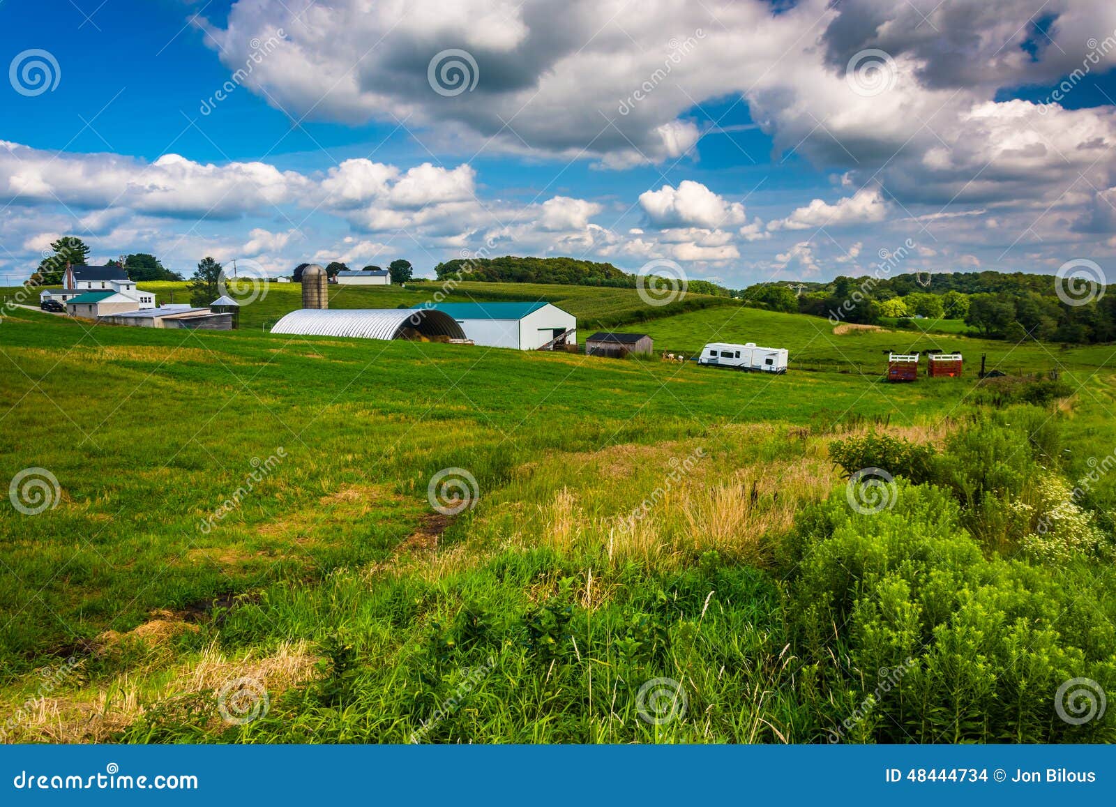 View of a Farm in Rural Baltimore County, Maryland. Stock Photo Image