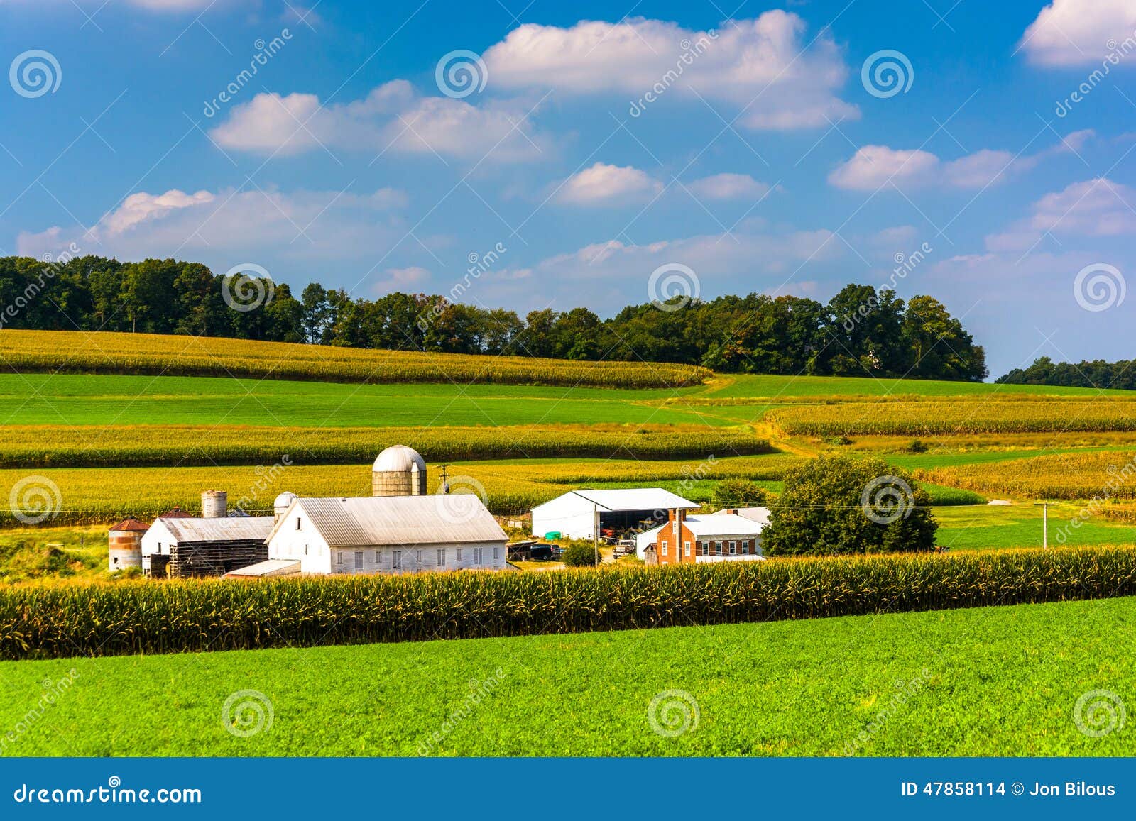 View of a Farm in Rural York County, Pennsylvania. Stock Photo Image