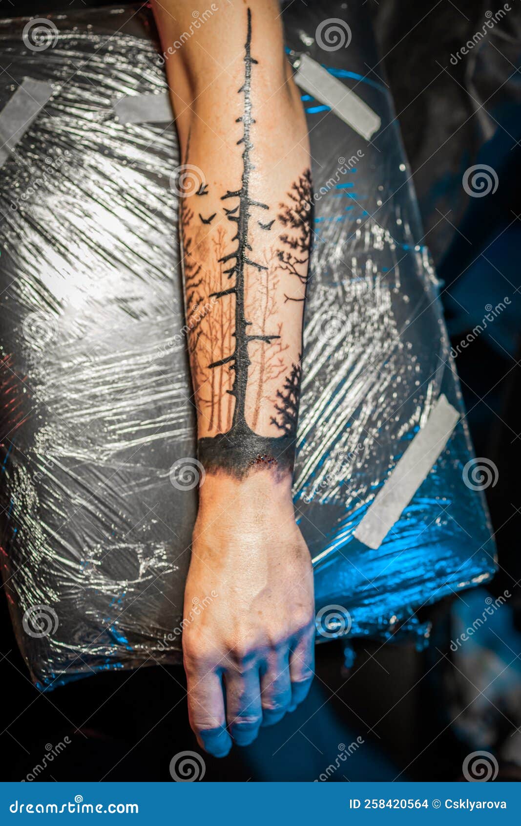 Miguel Angel Tattoo — #dark #tree and birds with #fullmoon #moon #tattoo...