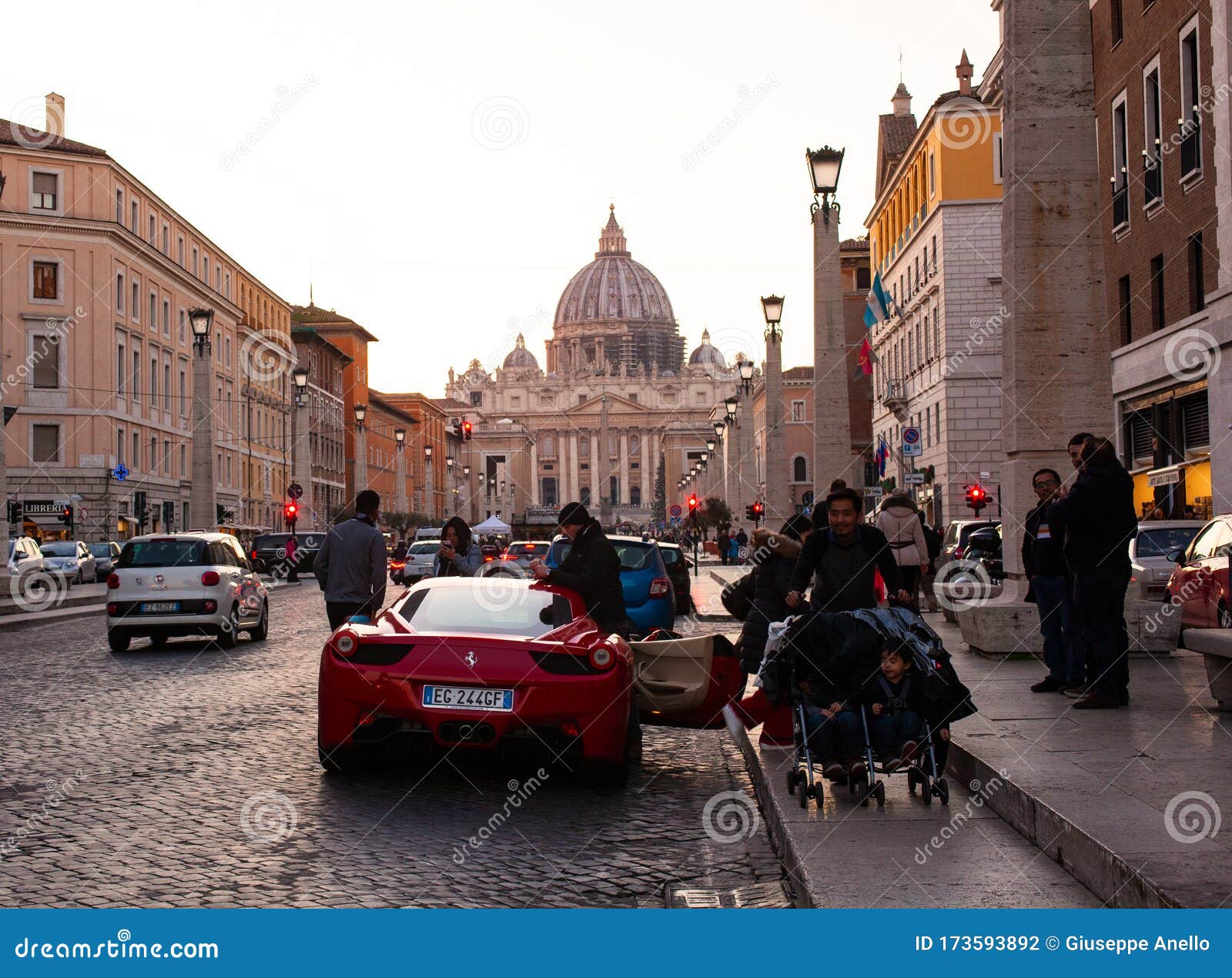 View Of The Ferrari Car Parked Near The St Peter S Square In The Vatican City Rome Editorial Photography Image Of Historic Monument 173593892