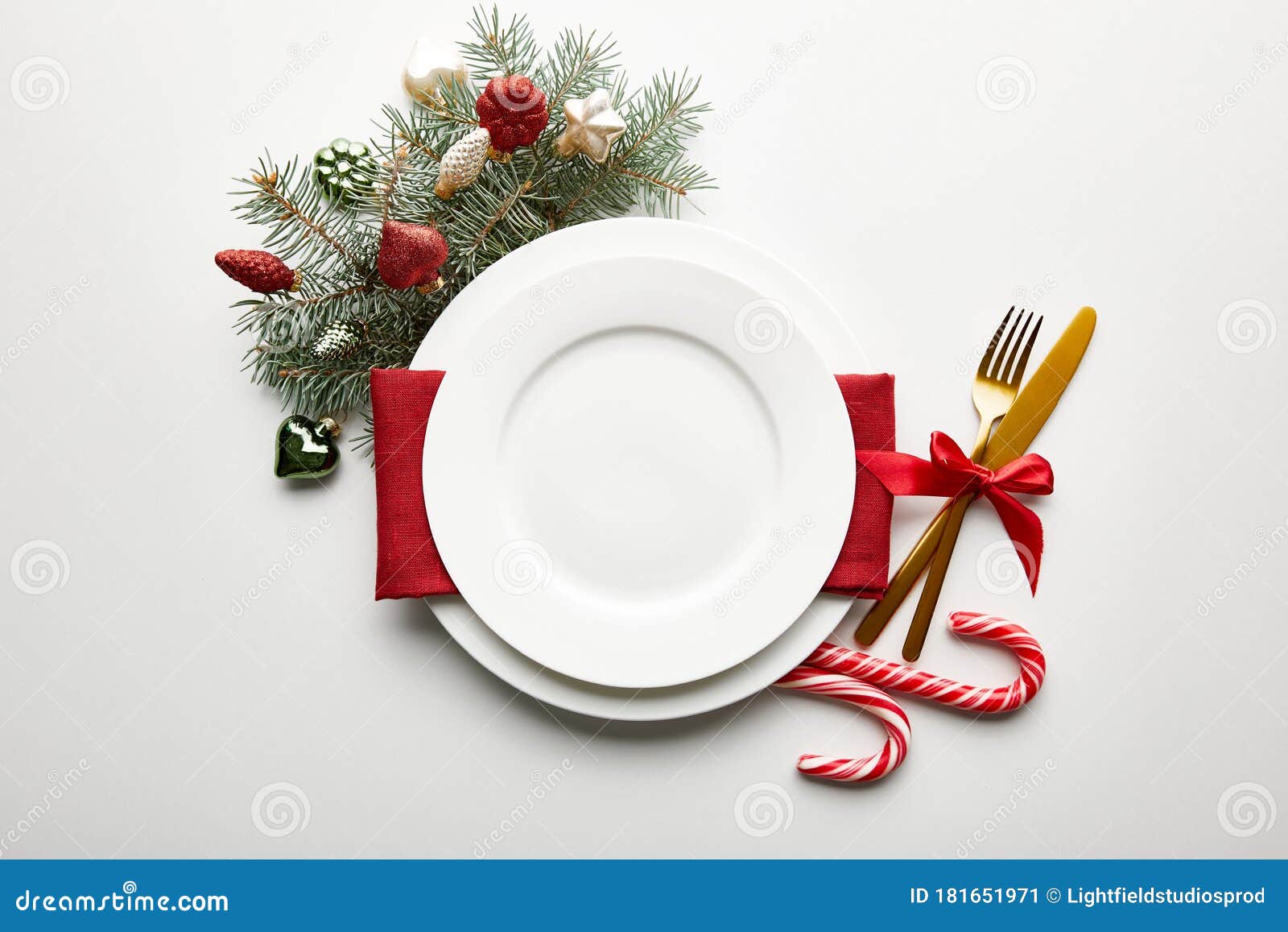 Top View of Festive Christmas Table Stock Image - Image of holiday ...