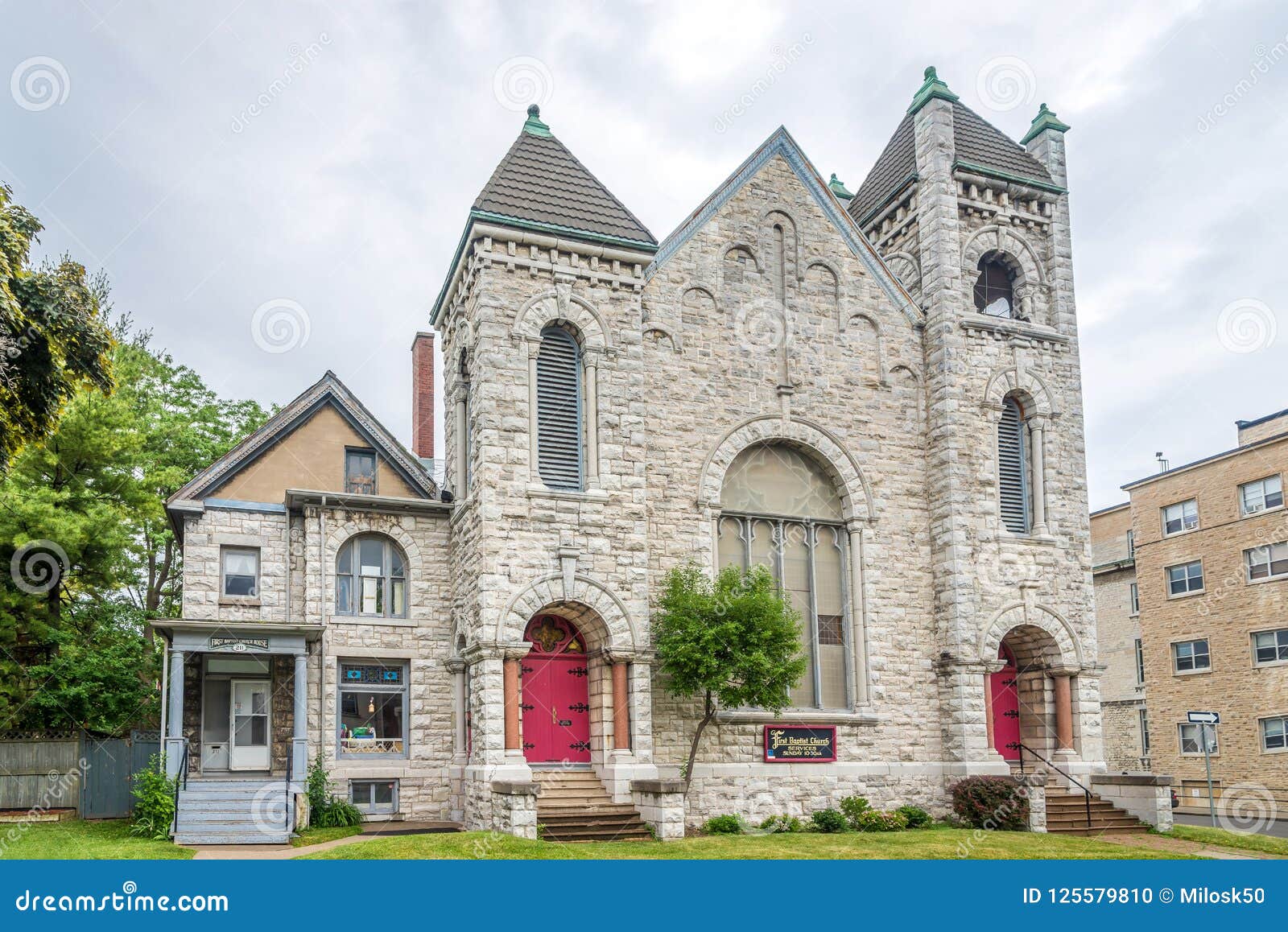 View at the First Baptist Church in Kingston Canada Stock Photo