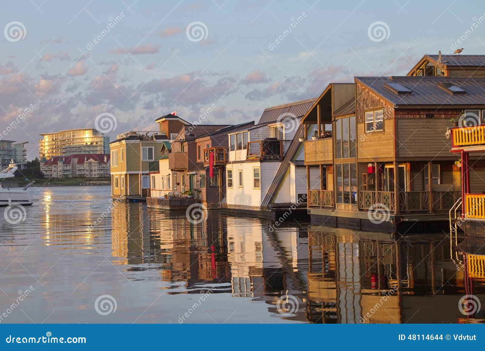 View of Floating Houses in the Inner Harbor of Victoria, BC, Canada