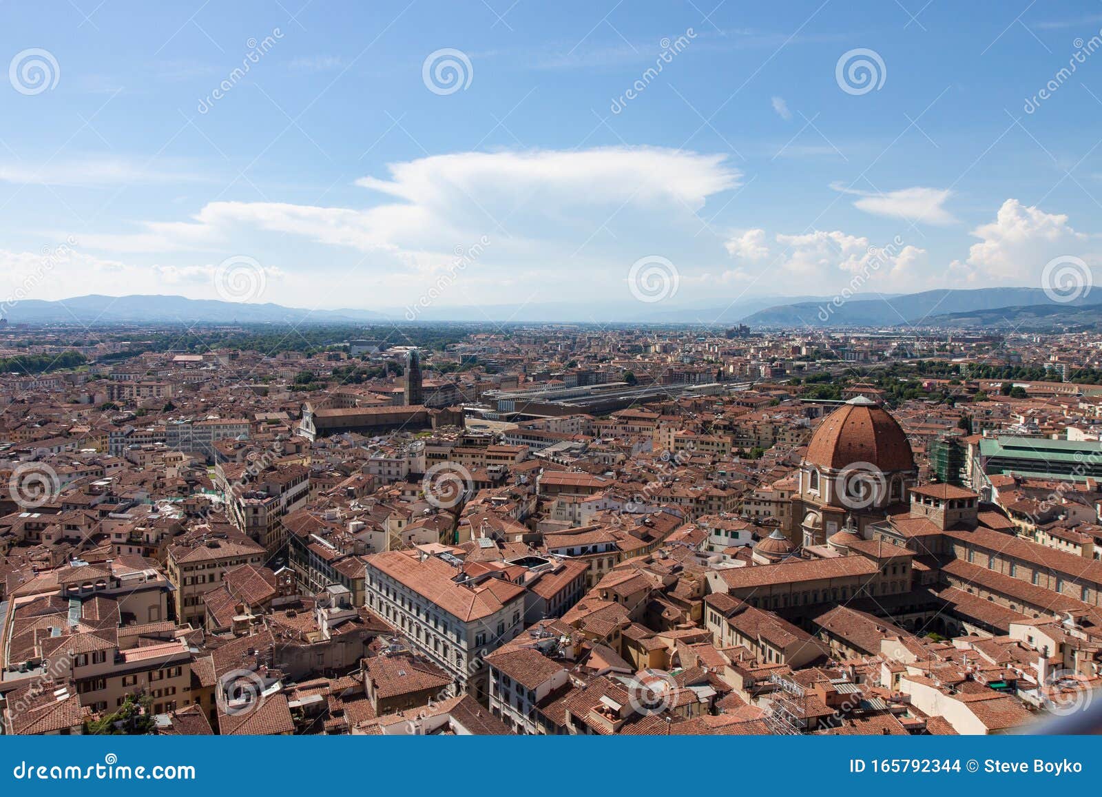 View of Florence Train Station and Dome from Duomo Stock Photo Image