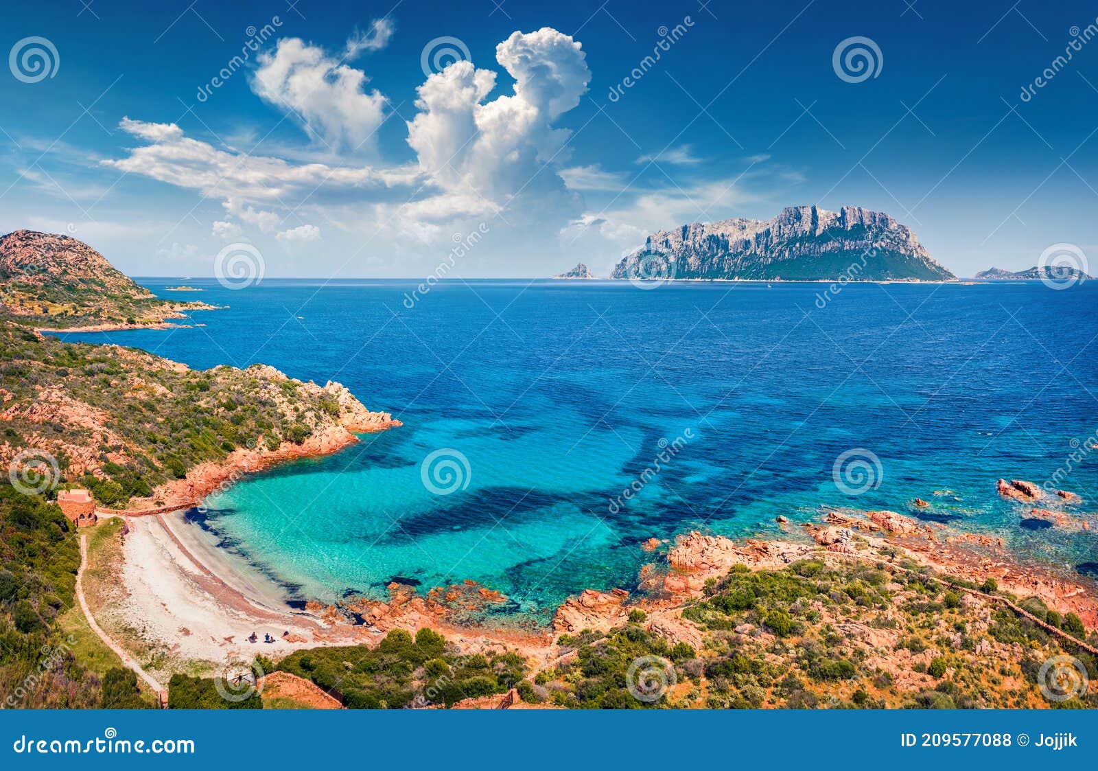 view from flying drone. incredible spring view of spiaggia del dottore beach. superb morning scene of sardinia island, italy, euro