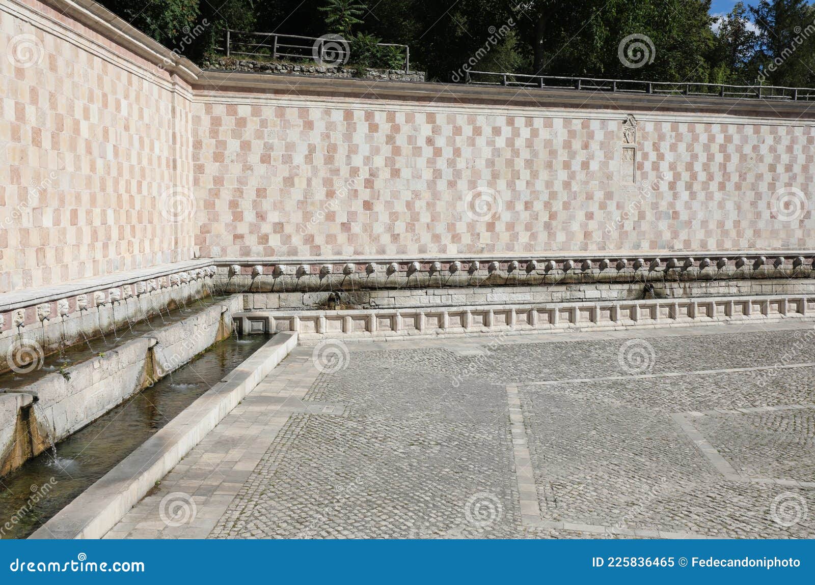 view of fountain called fontana delle 99 cannelle in the l aquil