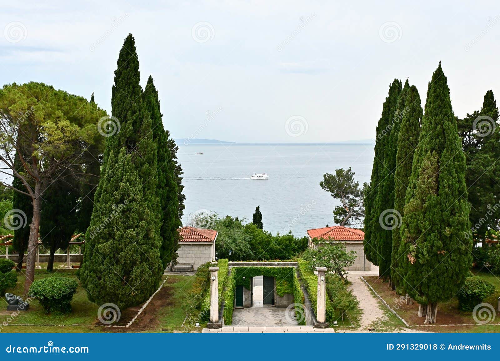view of gardens and the adriatic sea from the ivan mestrovic house and museum