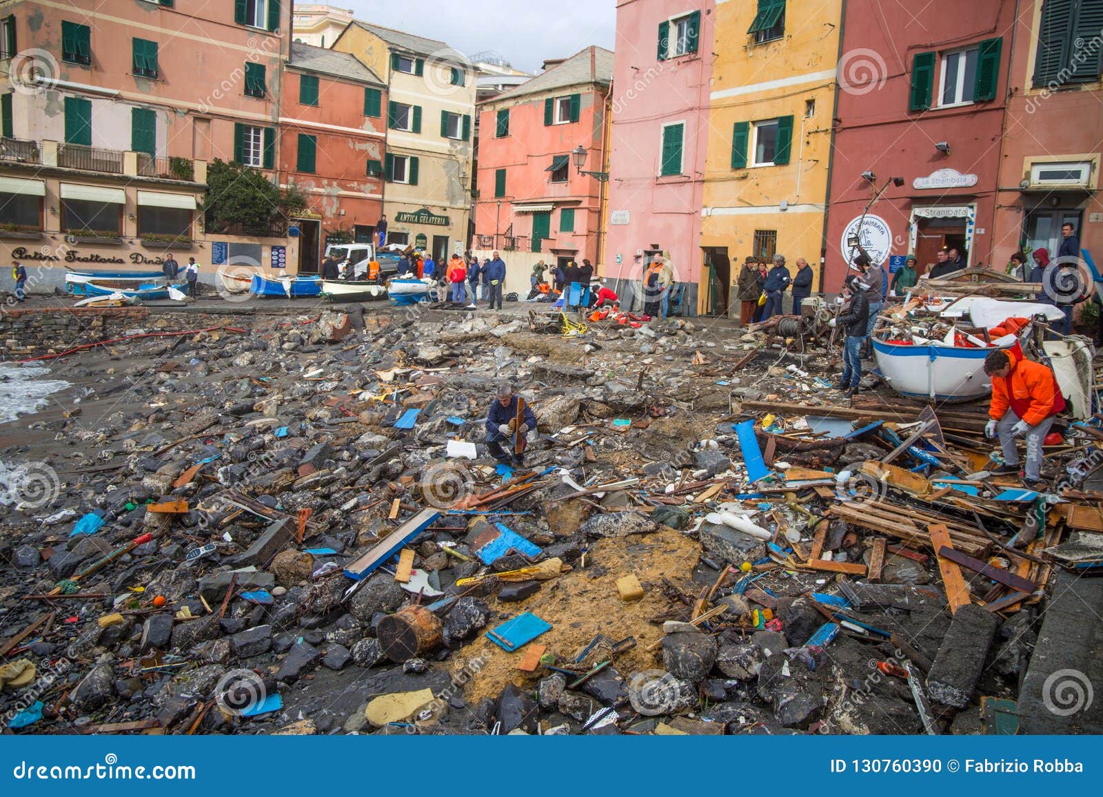 View Of Genoa Boccadasse Beach Devasted After The Storm Of