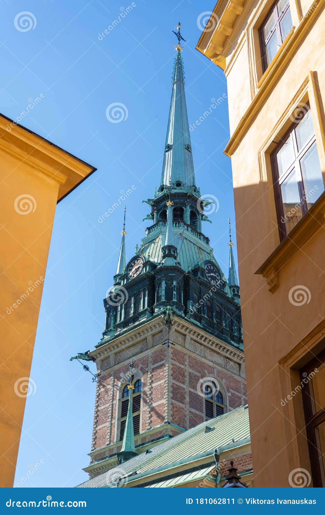 view with the german church tyska kyrkan, sometimes called st. gertrude`s church sankta gertruds kyrka