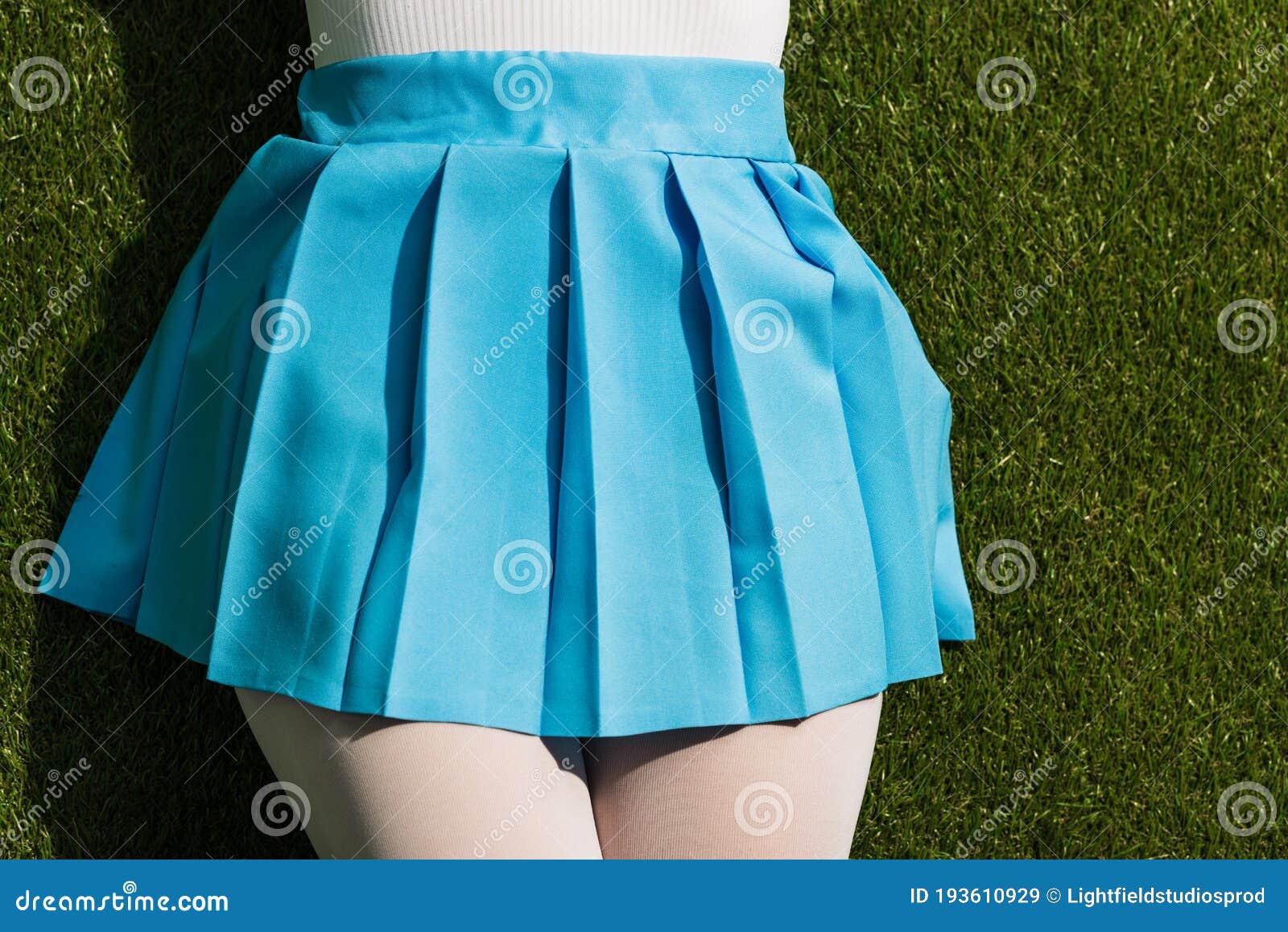 View of Girl in Blue Skirt Lying on Grass Stock Image - Image of ...