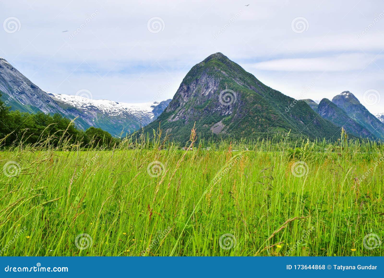 view of the glaciers and the surrounding mountain landscape from the glacier museum bremuseum in fjaerland. norway